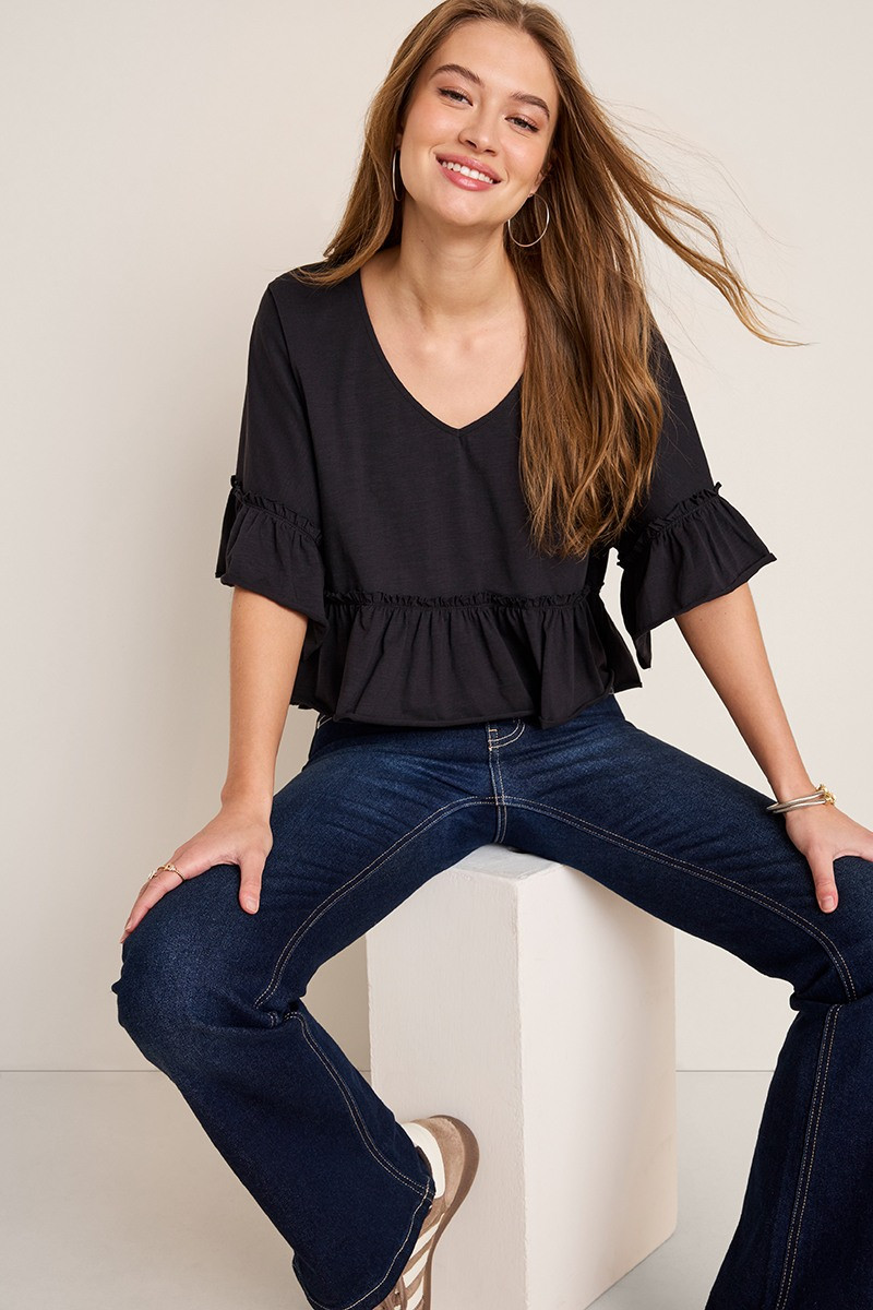 Elaine Ruffle Dolman Tee