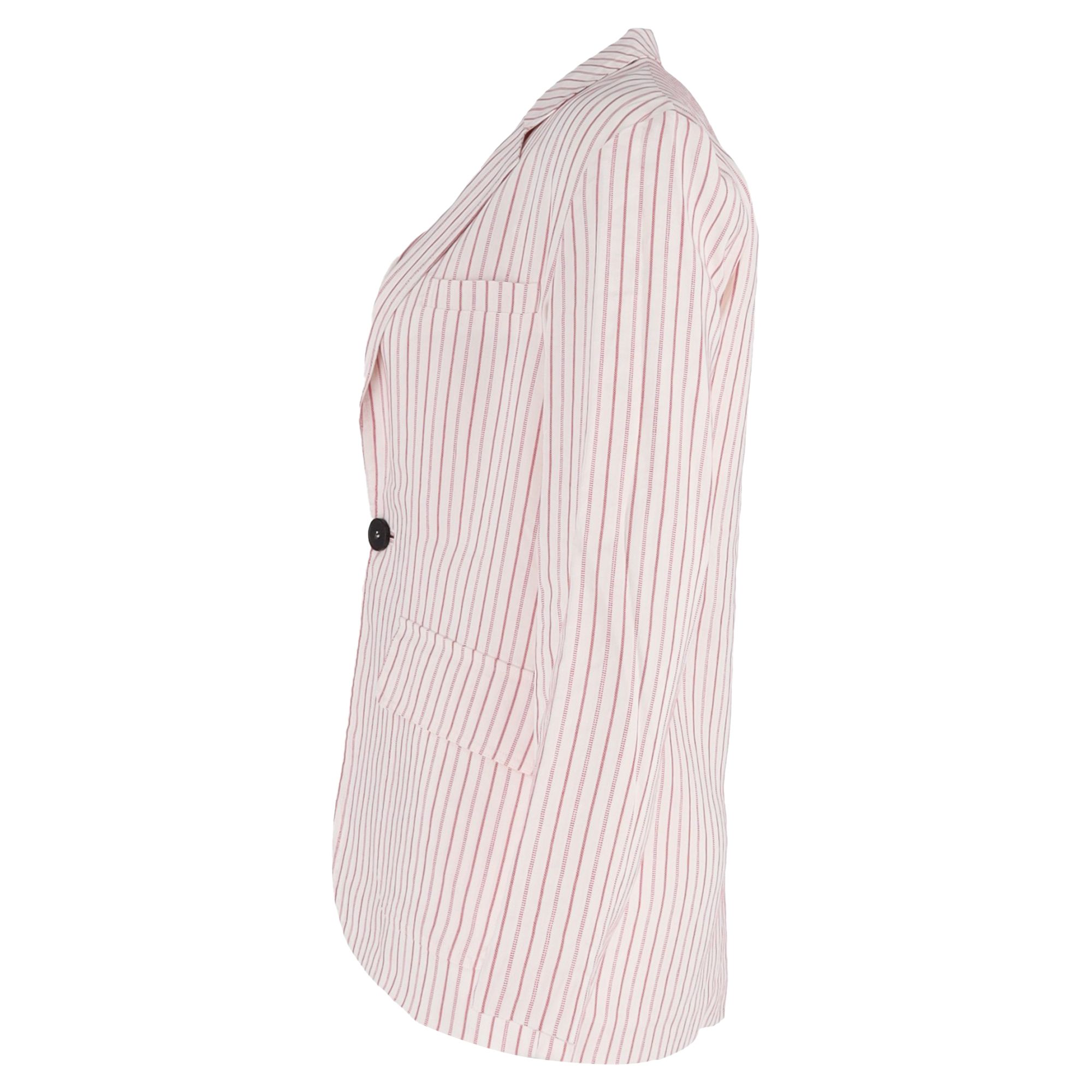 Vanessa Bruno Preloved Leto Pinstriped Woven Blazer in White Linen