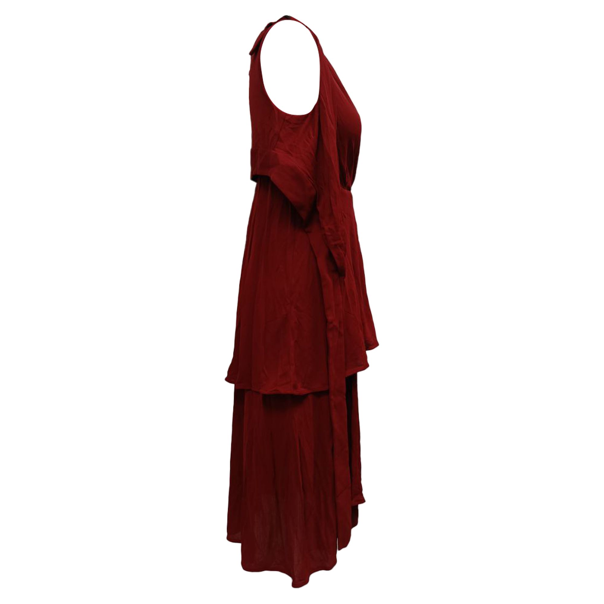 Jean Paul Gaultier Preloved Femme Tiered Midi Dress in Red Polyester