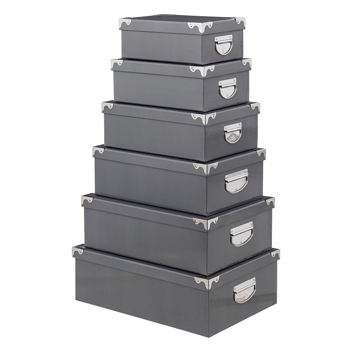 Conjunto de 6 caixas de arrumação cinza