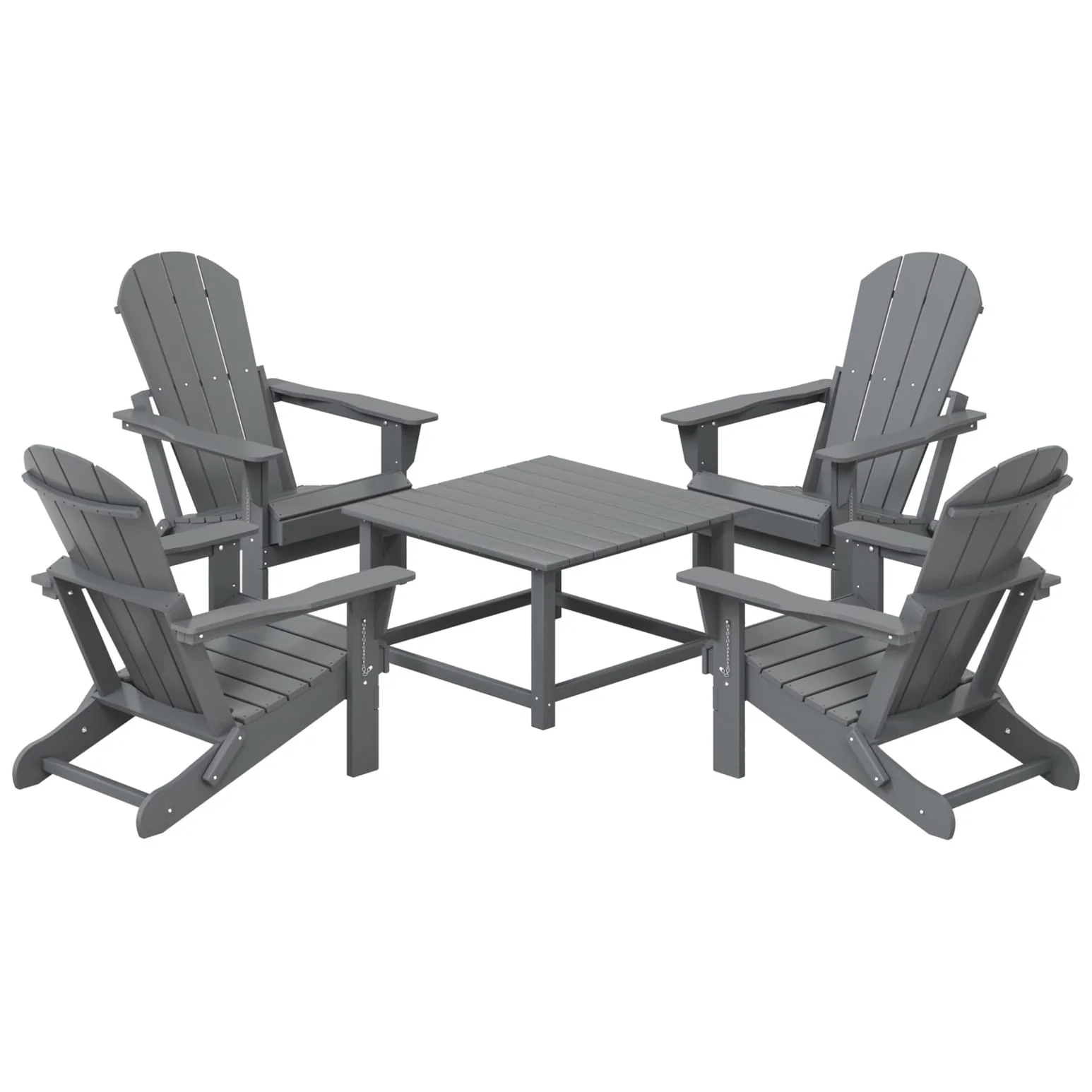 Polytrends Laguna Outdoor 5-Piece Adirondack Chair With Square Coffee Table Conversation Set