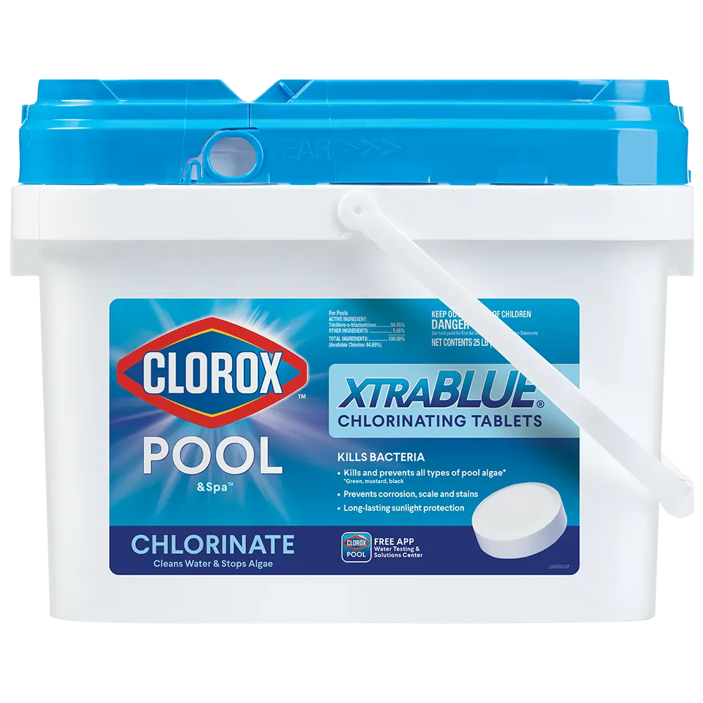 Clorox PoolSpa XtraBlue 3 Chlorinating Tablets for Swimming Pools, 25lb