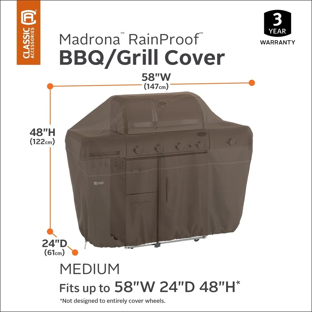 Classic Accessories Madrona Water-Resistant 58 Inch BBQ Grill Cover