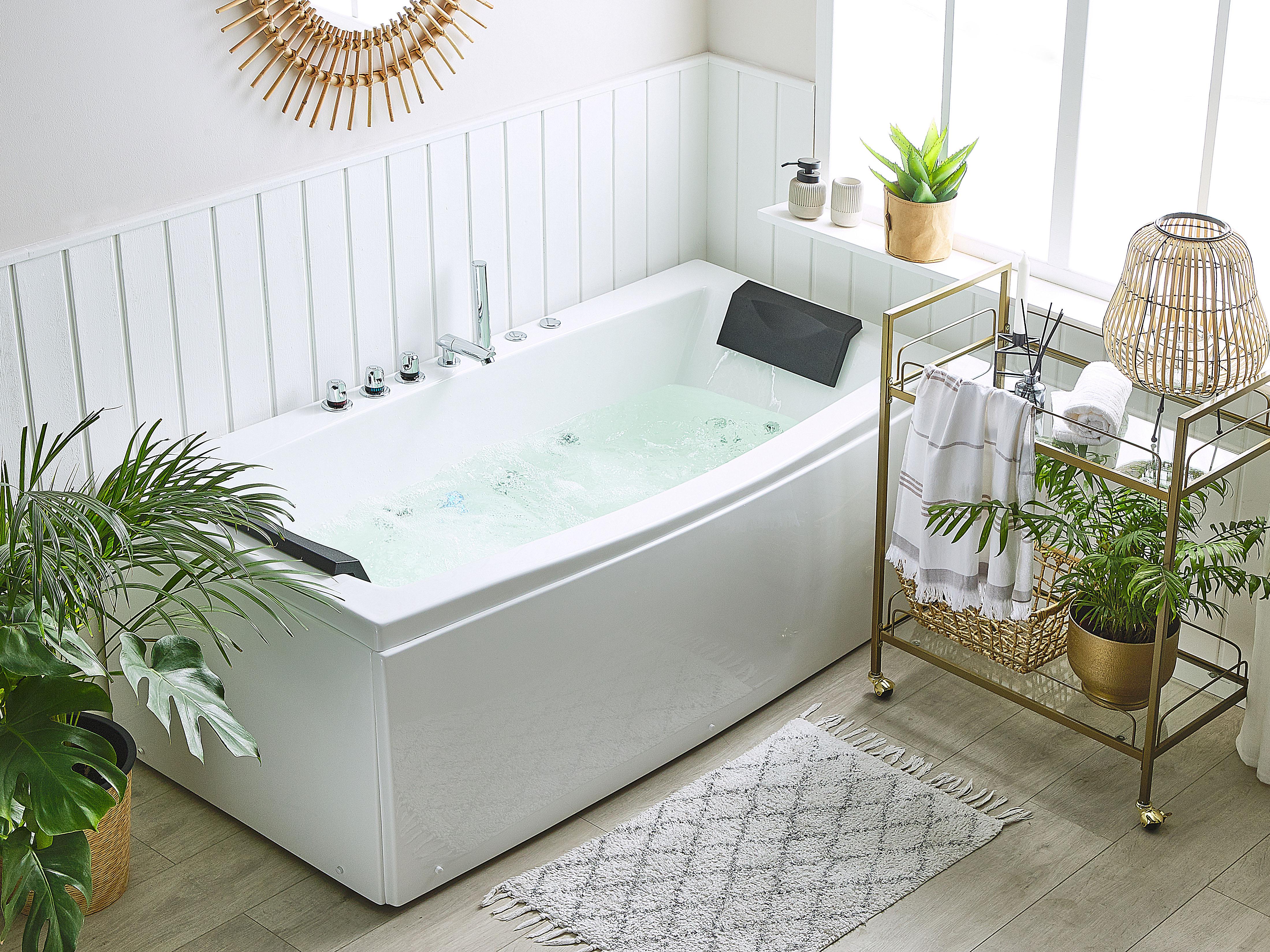 Corner Hot Tub with LED MOOR 1730 x 810 mm White