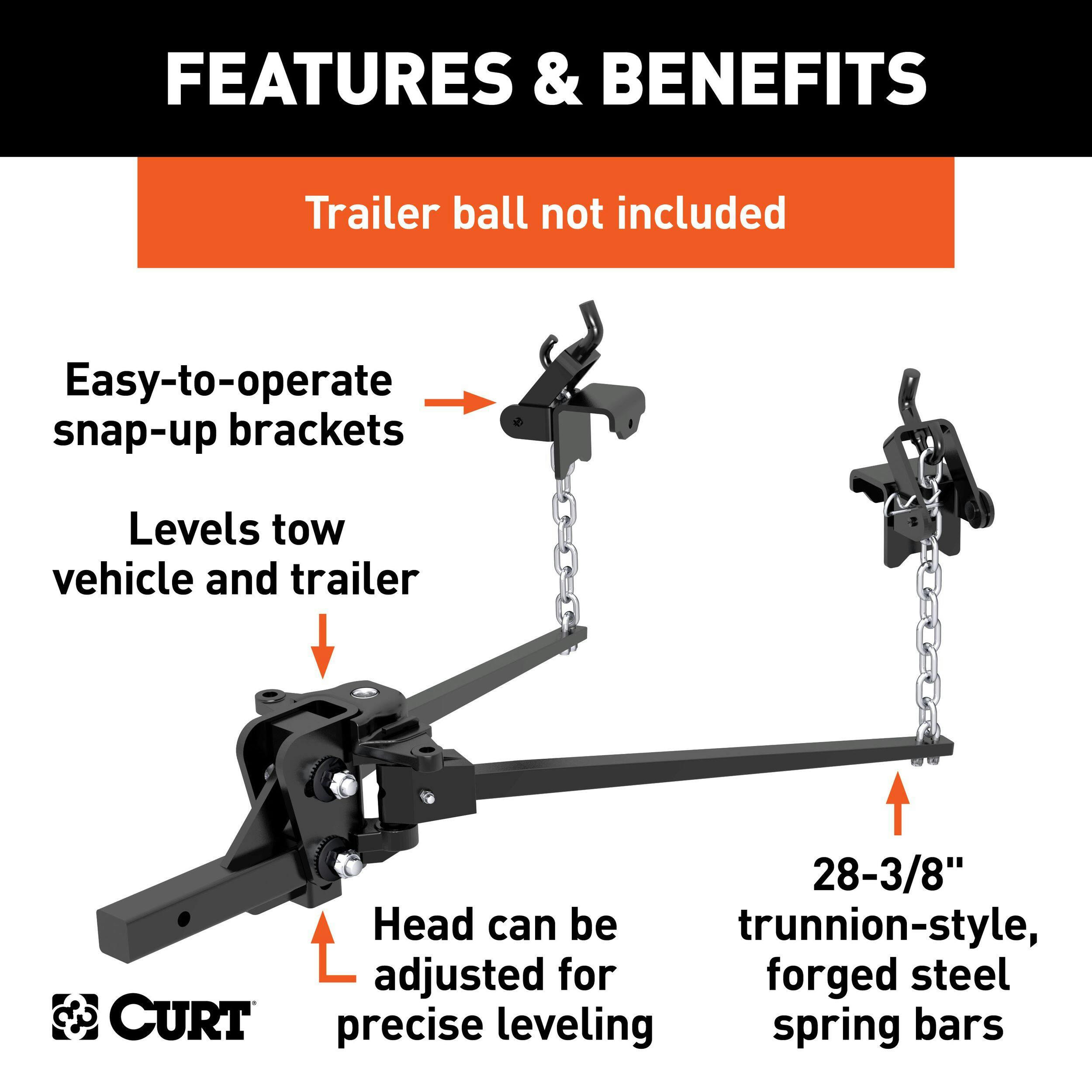 CURT Short Trunnion Bar Weight Distribution Hitch