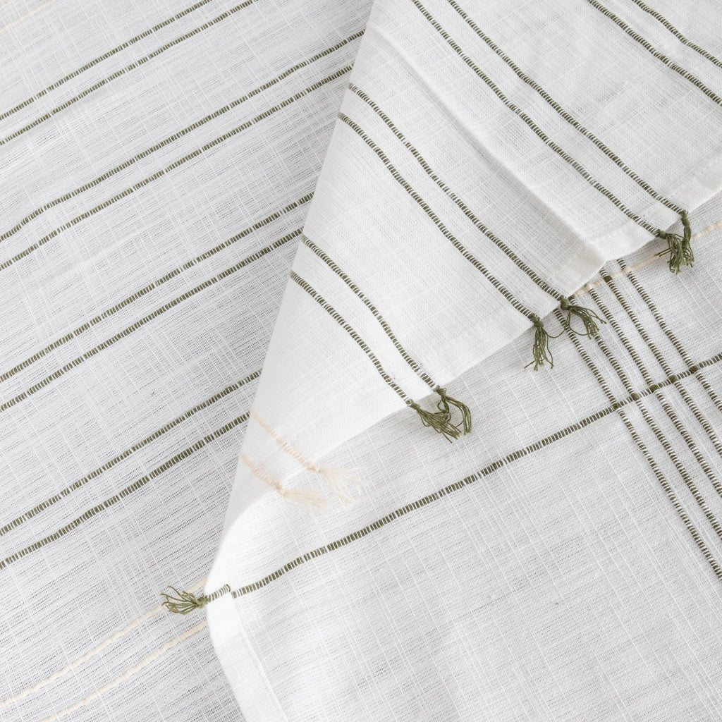 Toalha de Algodão com Franjas Bege e Verde 160x250 SOFT NATURE