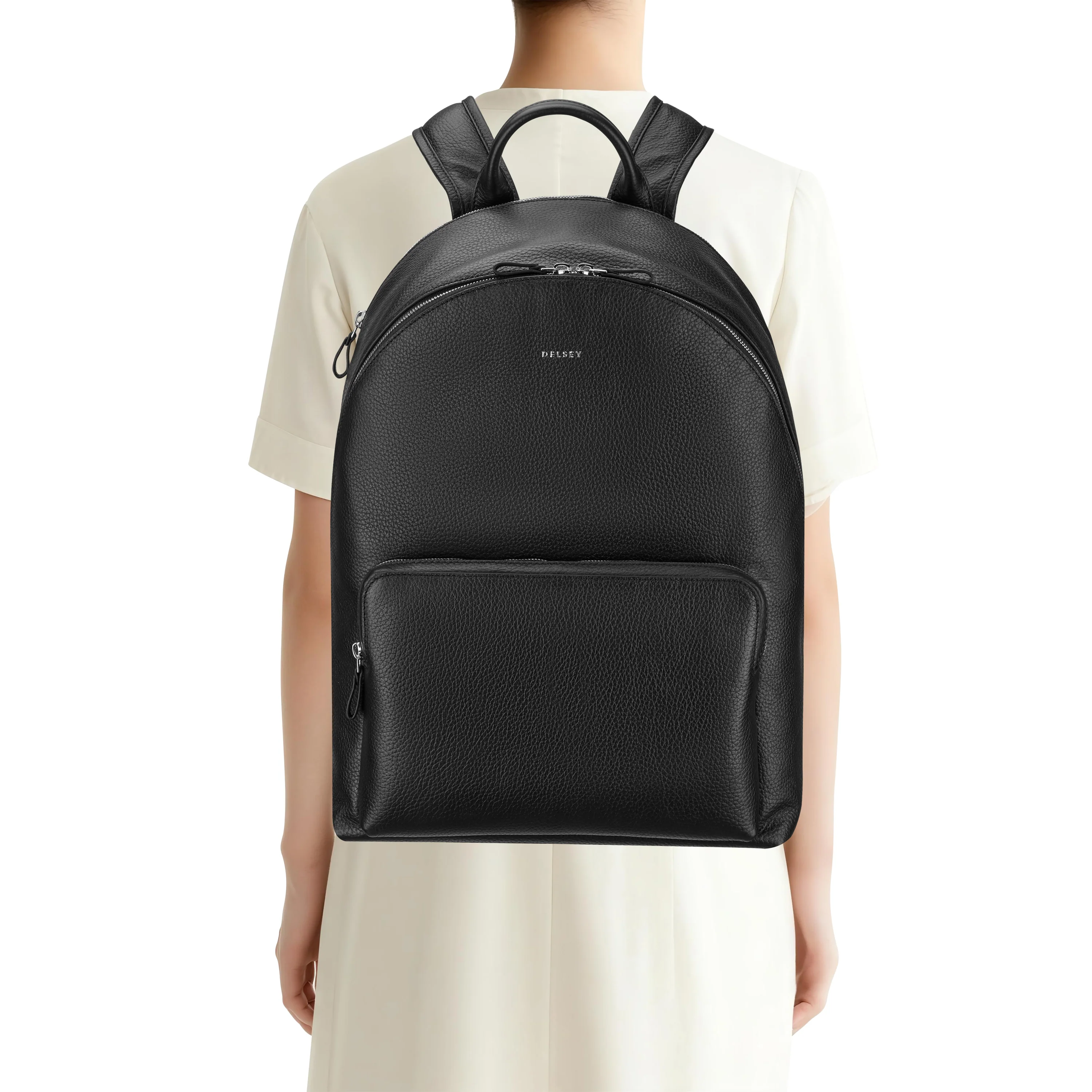 Le cuir grainé - Sac à dos en cuir avec 2 compartiments