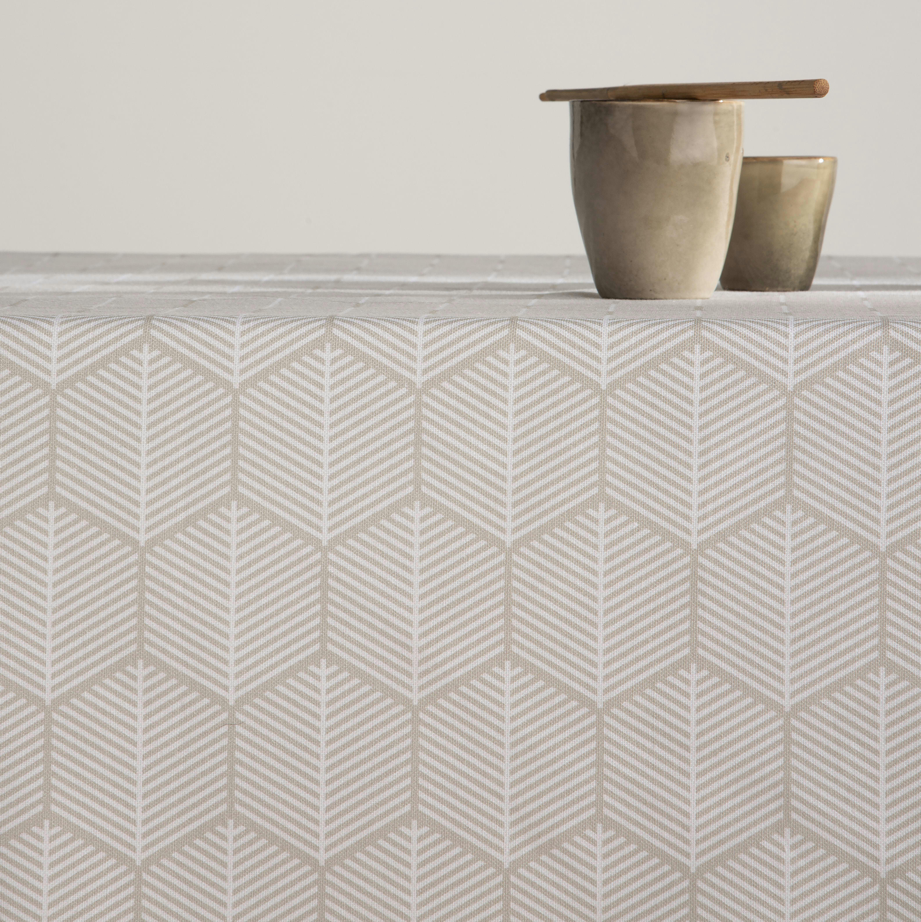 ZAFIR NATURAL - Nappe en coton biologique antitâche beige géométrique 140x200 cm