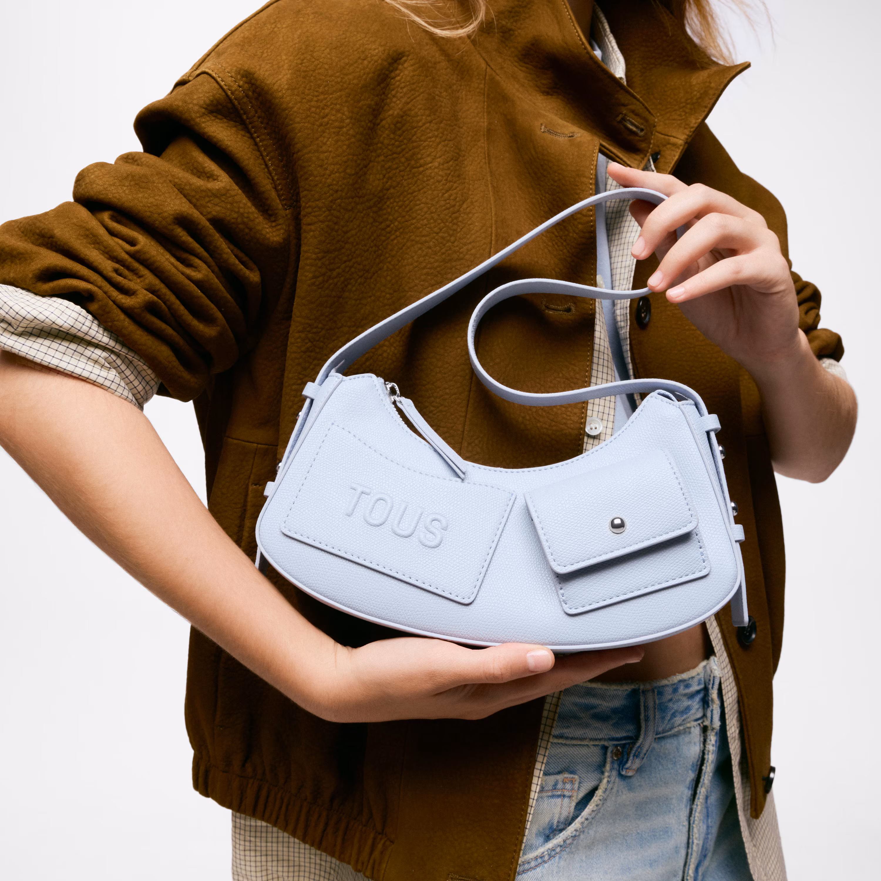 Bolso de hombro azul grisaceo TOUS Back to basics