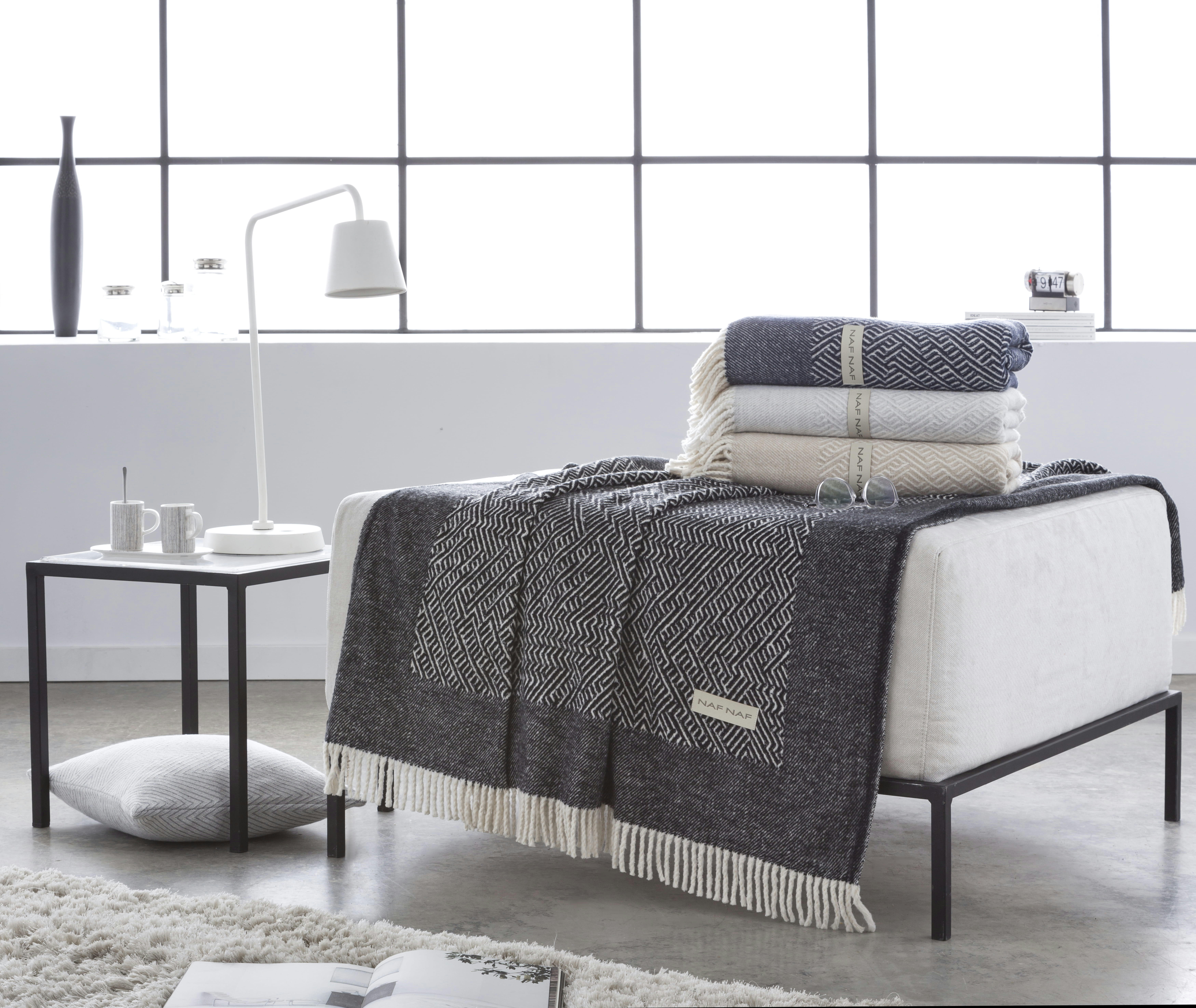 CISSE - Plaid en coton beige 130x170