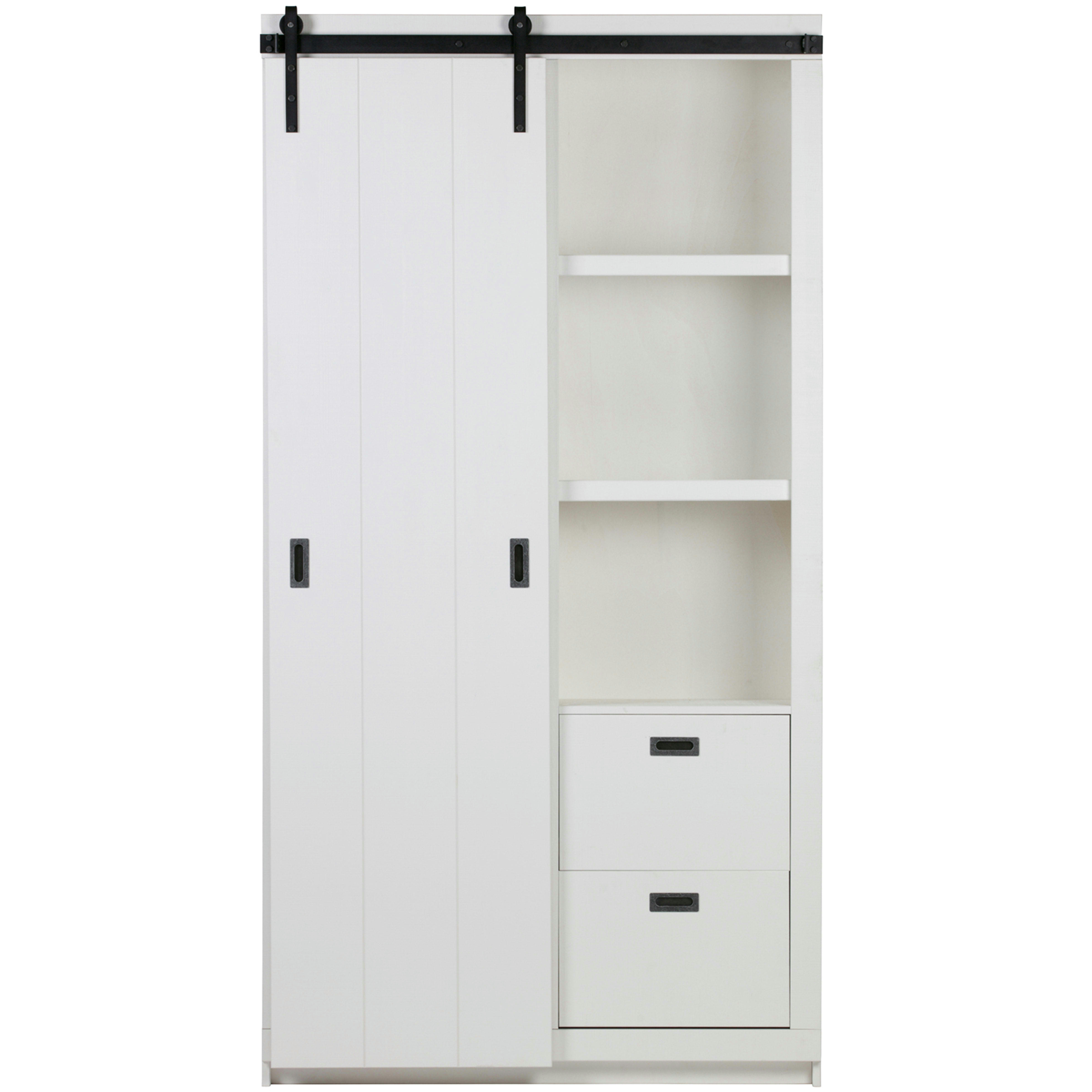 BARN - Armoire à porte coulissante en bois blanc