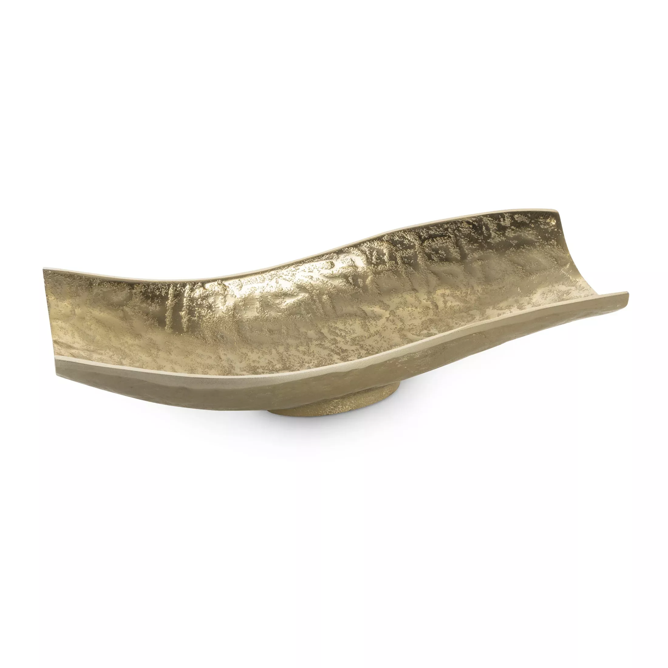Patera metalowa złota o falujących brzegach 33x15x8 cmPEDRO