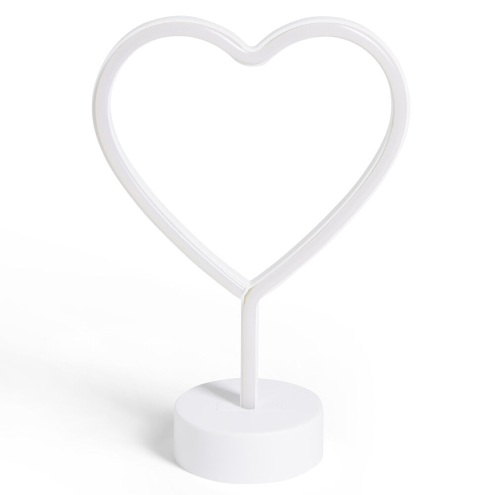 Lampe à poser d'ambiance néon rose forme coeur 20x9xH29cm
