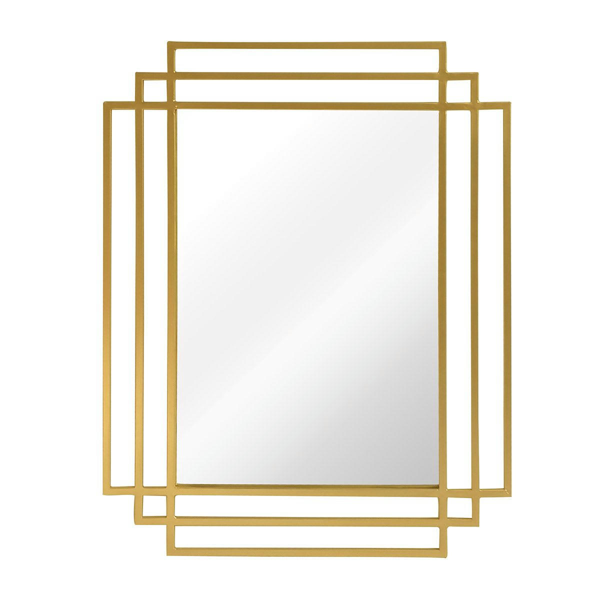 GINGER - Miroir Art Déco rectangulaire en métal doré 101 x 76 cm