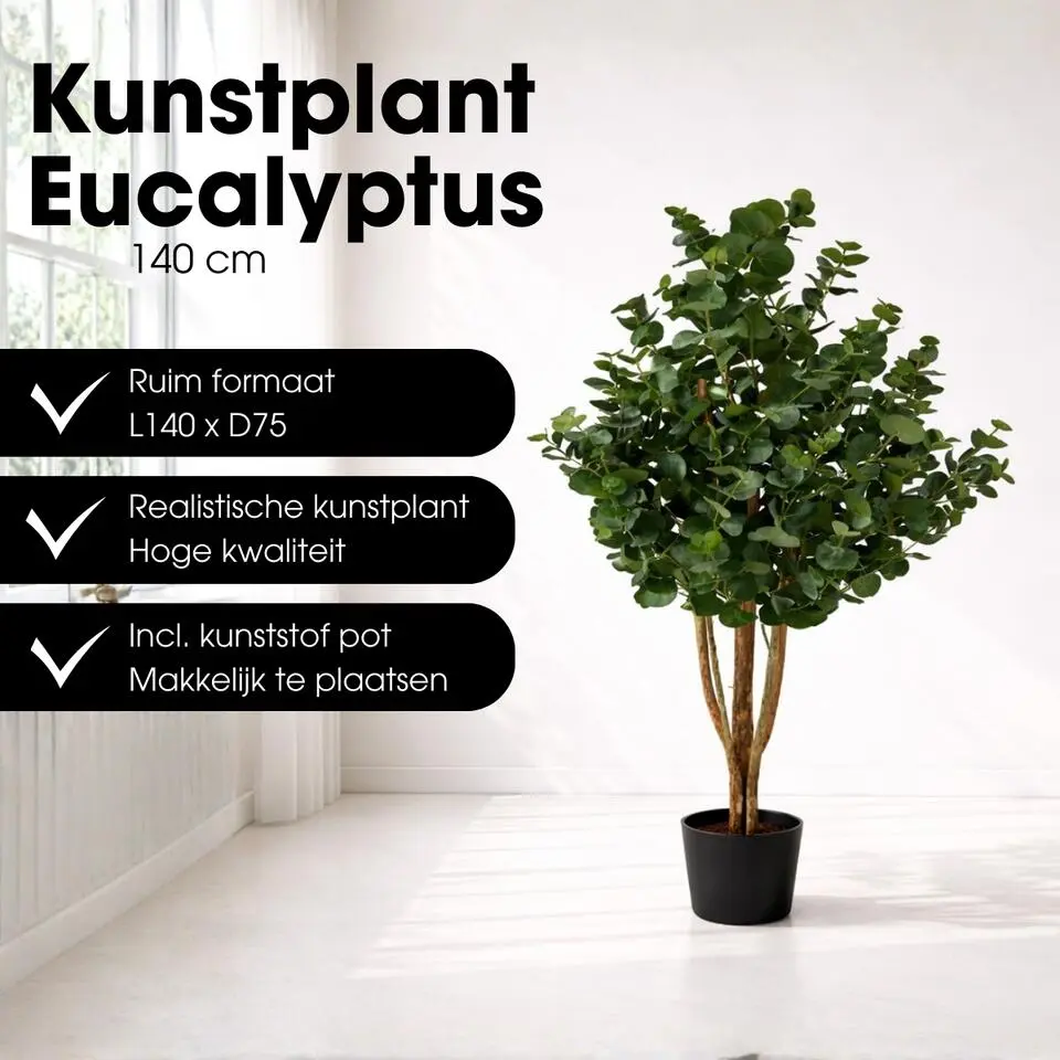 Mica Decorations Eucalyptusboom H140 x &Oslash;75 cm Groen