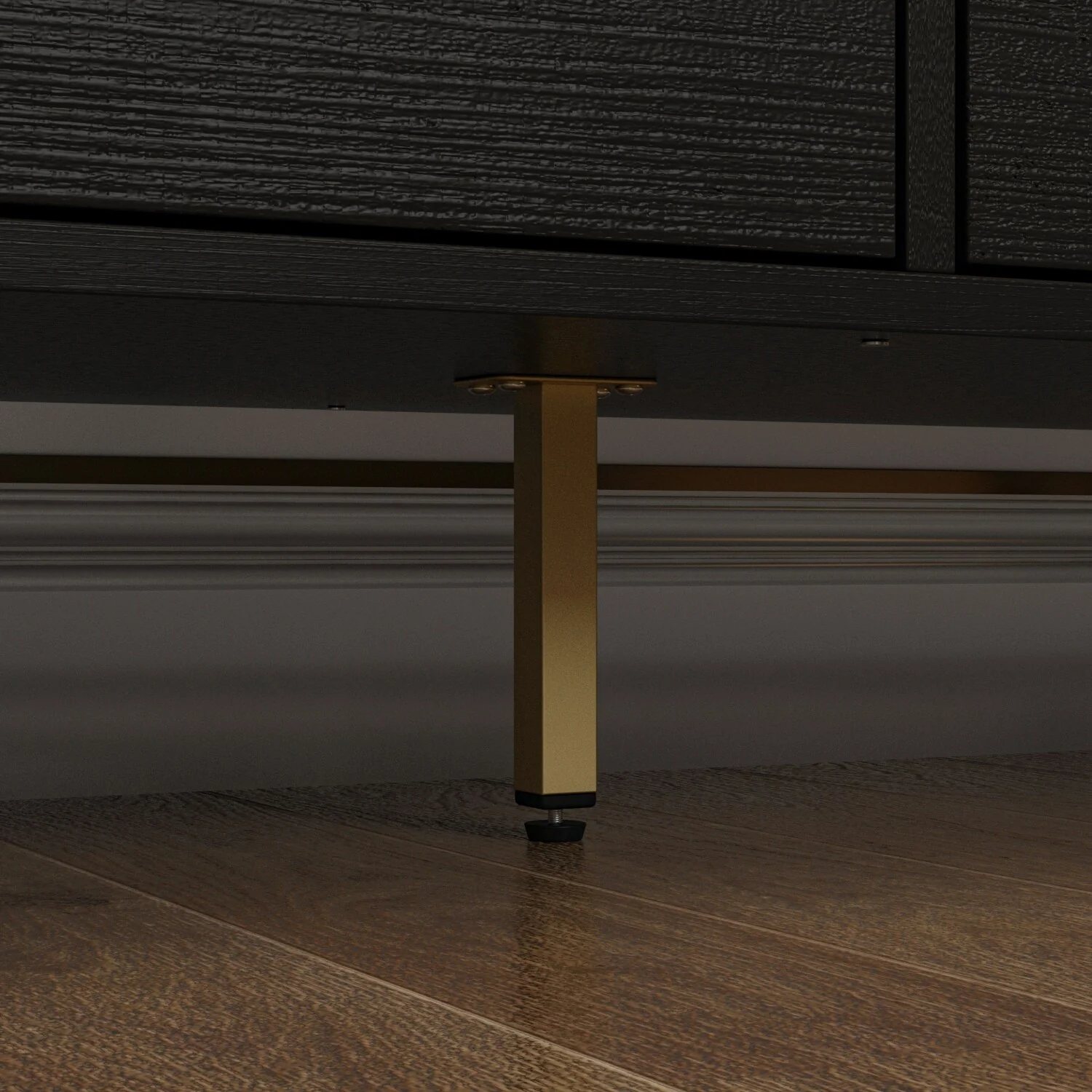 Elegant 9-Drawer Dresser with Gold Accents - Black Stripe Finish Chest