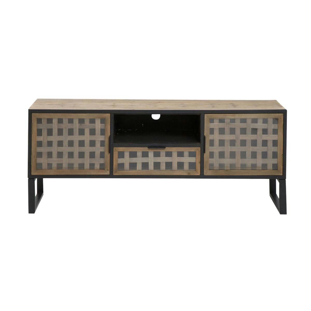 - Meuble TV en bois noir 150 cm