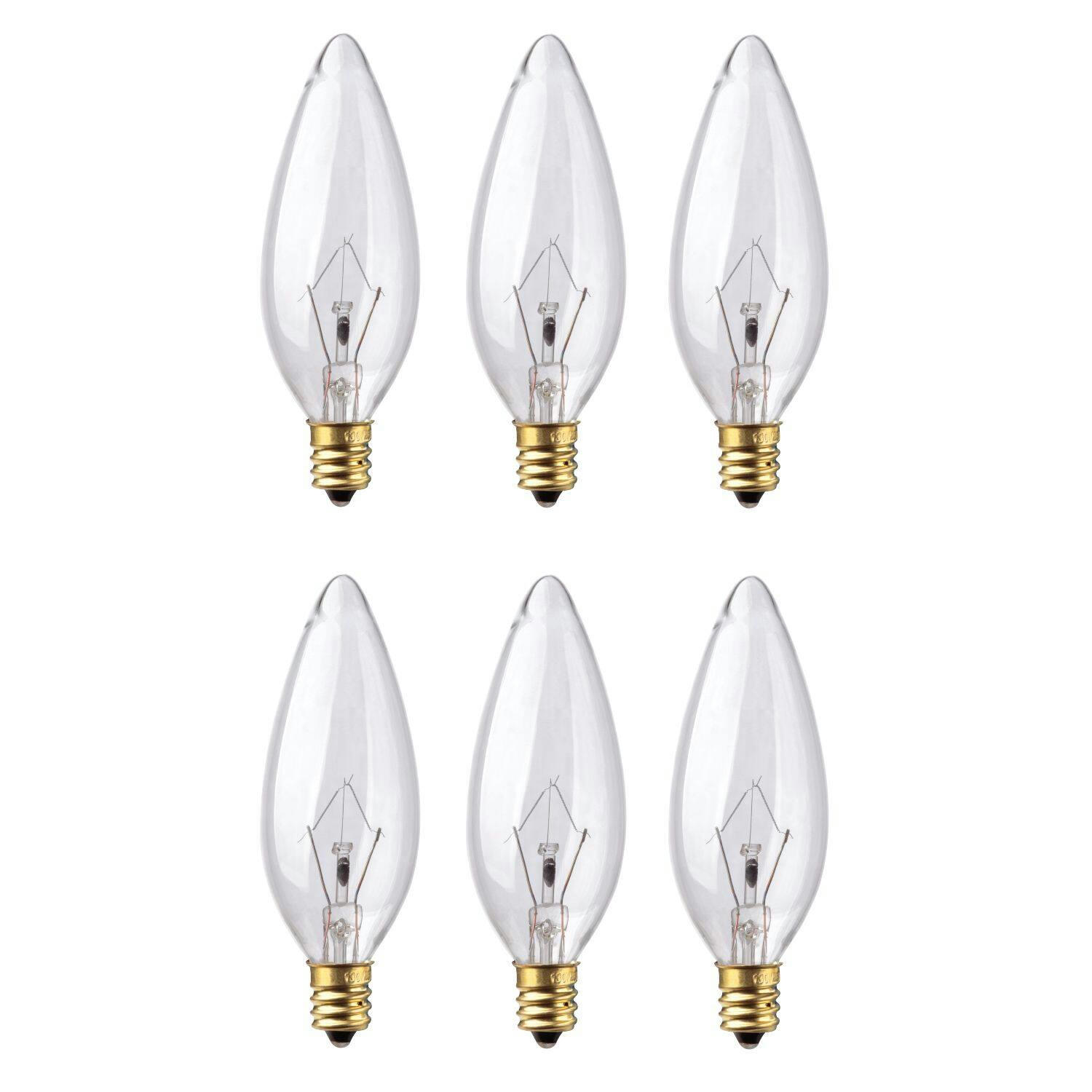 NOMA B10 Chandelier Clear Dimmable Incandescent Light Bulbs, 650 Lumens, 60W, 6-pk
