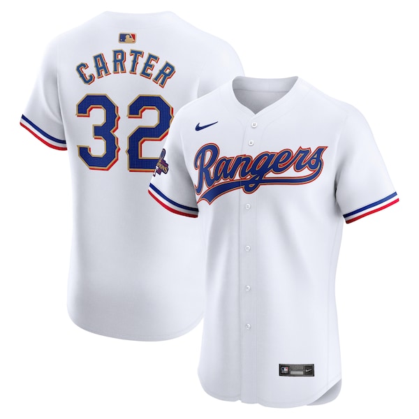 Evan Carter Texas Rangers Nike 2024 Gold Collection Elite Player Jersey – White