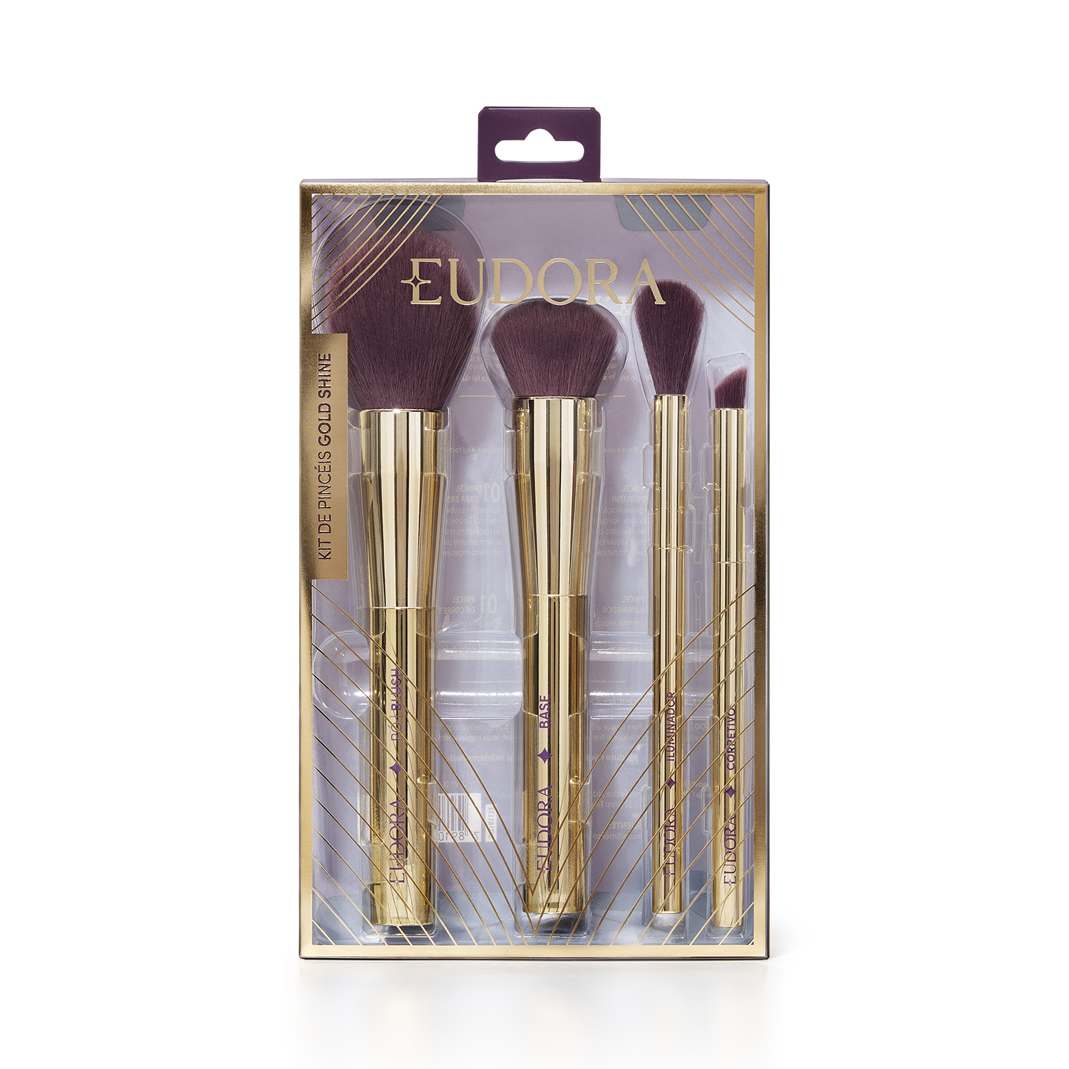Kit de Pincéis para Maquiagem Festa Gold Shine