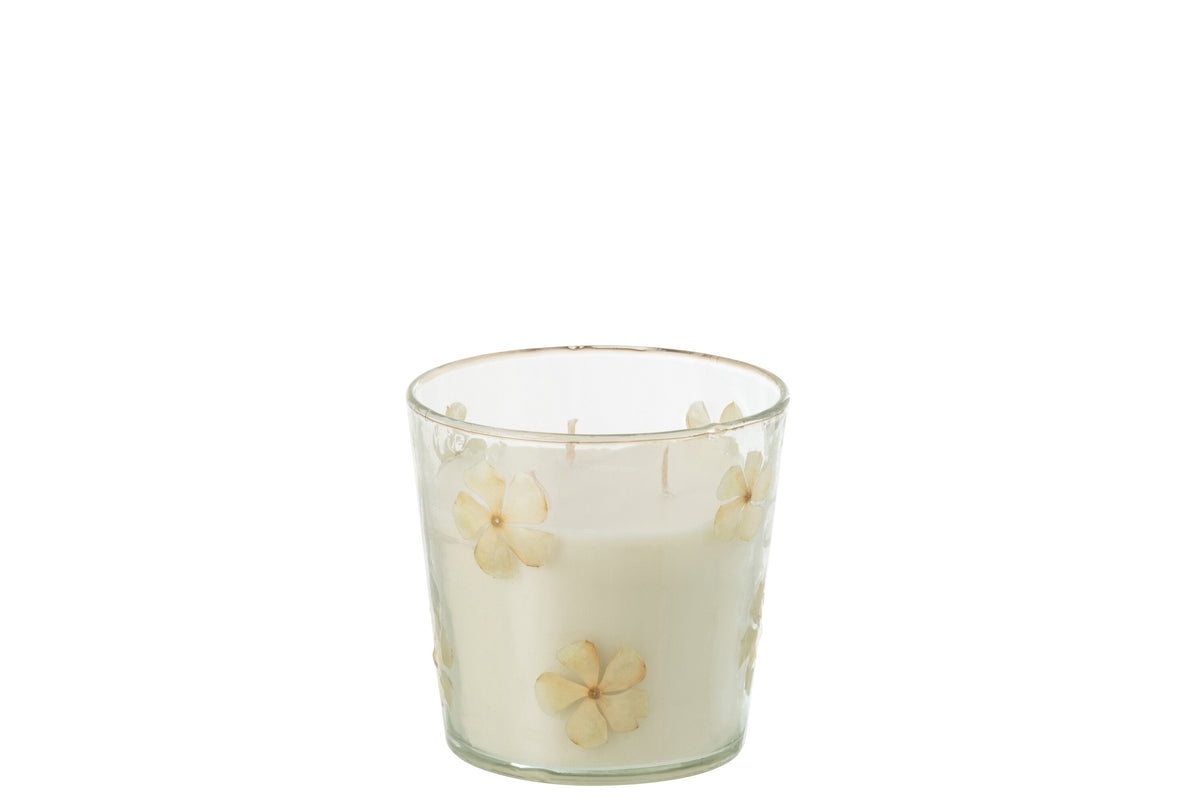 J-Line geurkaars Bloemen - glas - transparant - small - 45U