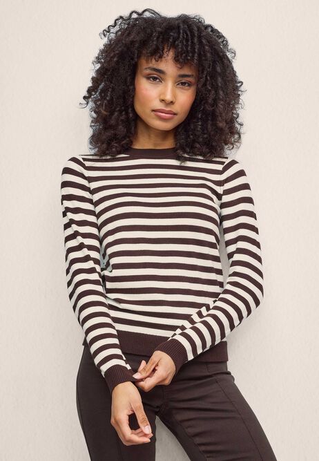 Womens Chocolate Brown Stripe Jumper