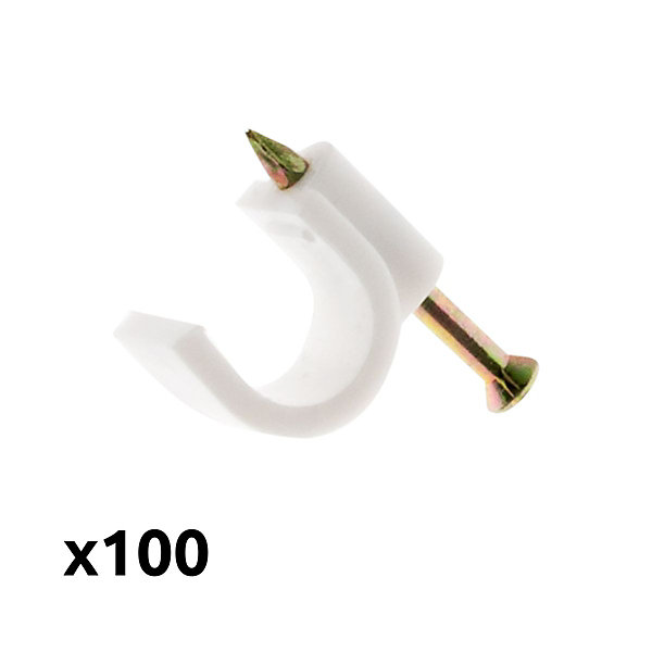 Lot de 100 crochets de fixation diamètre 8mm - Blanc - Zenitech