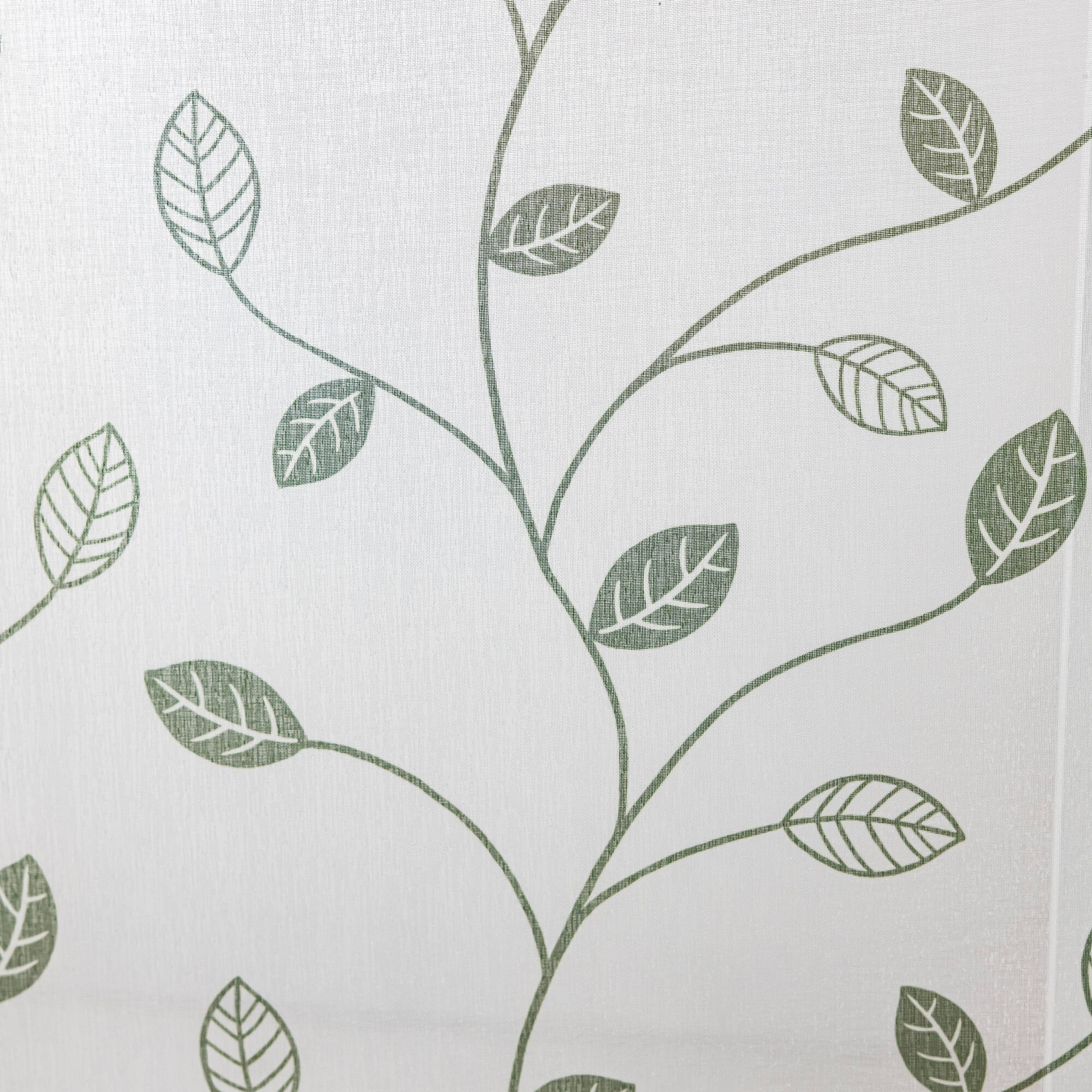 Vitrage voile motif petites feuilles - finition passe-tringle