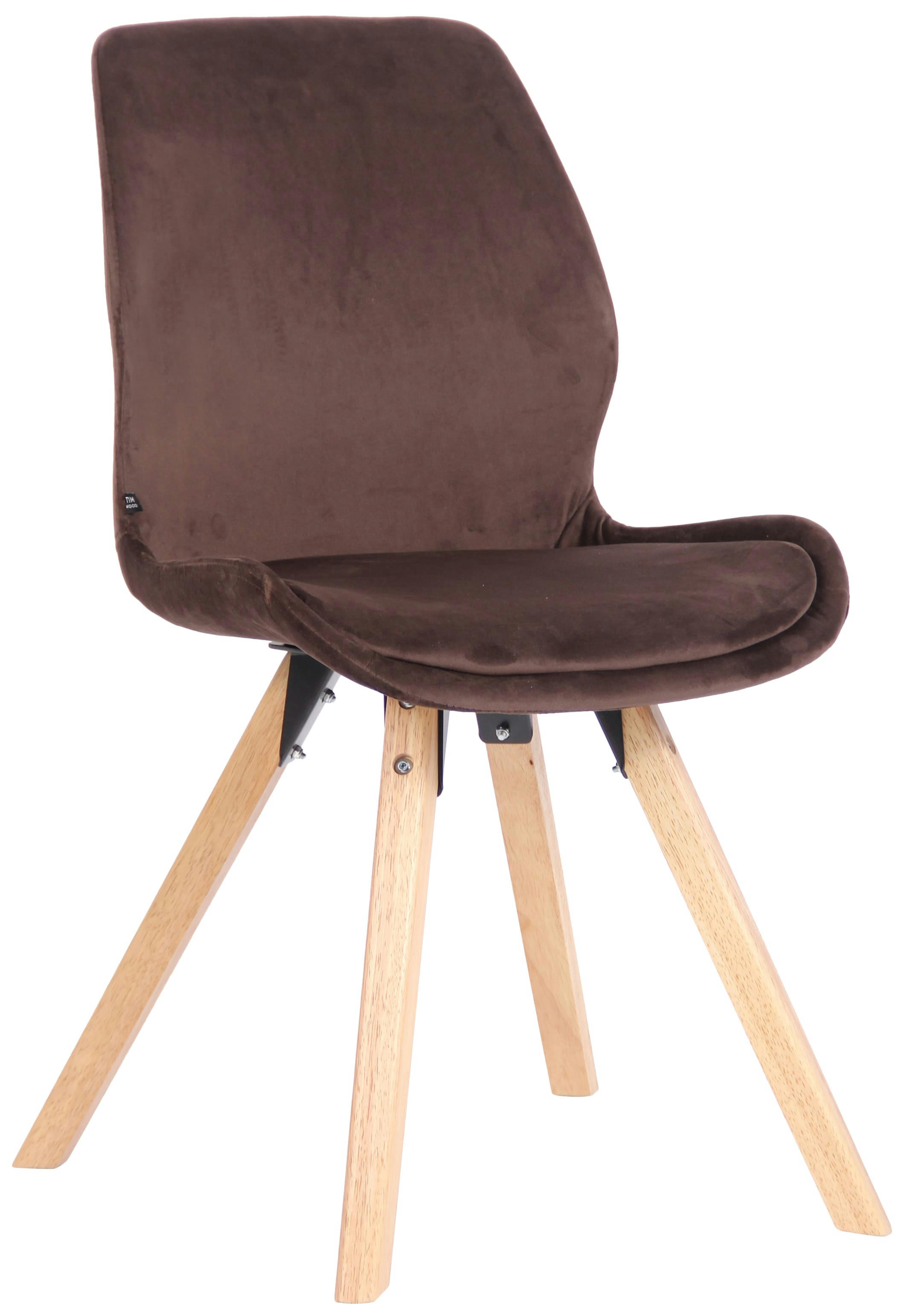 LUNA - Chaise avec pieds en bois en velours Marron