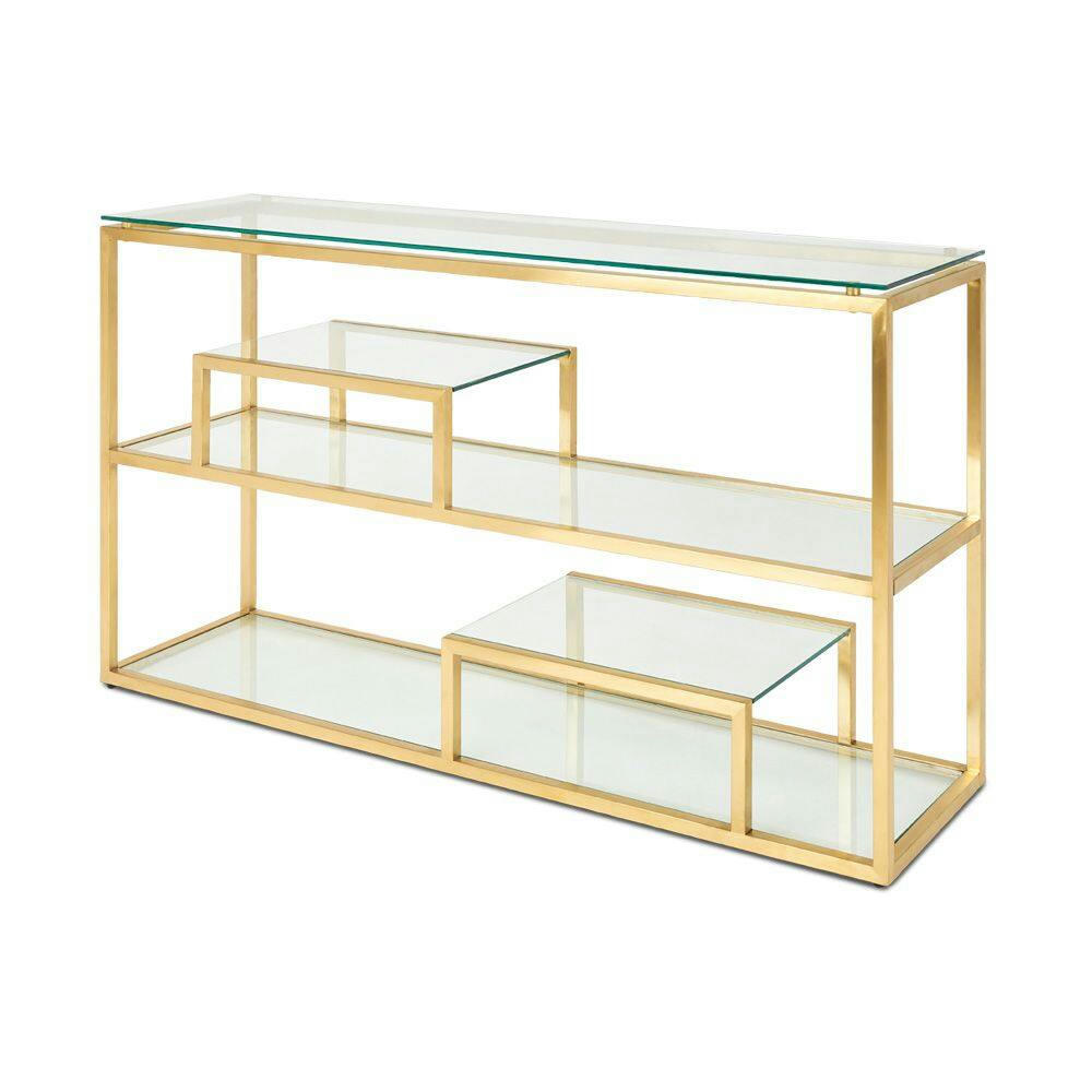 Home Gear 5-Tier Console Table with End Shelves, 3-Shelves