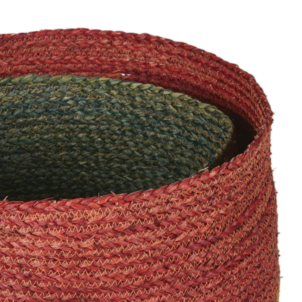 MACY - Paniers en jonc de mer rouge et vert (x2)