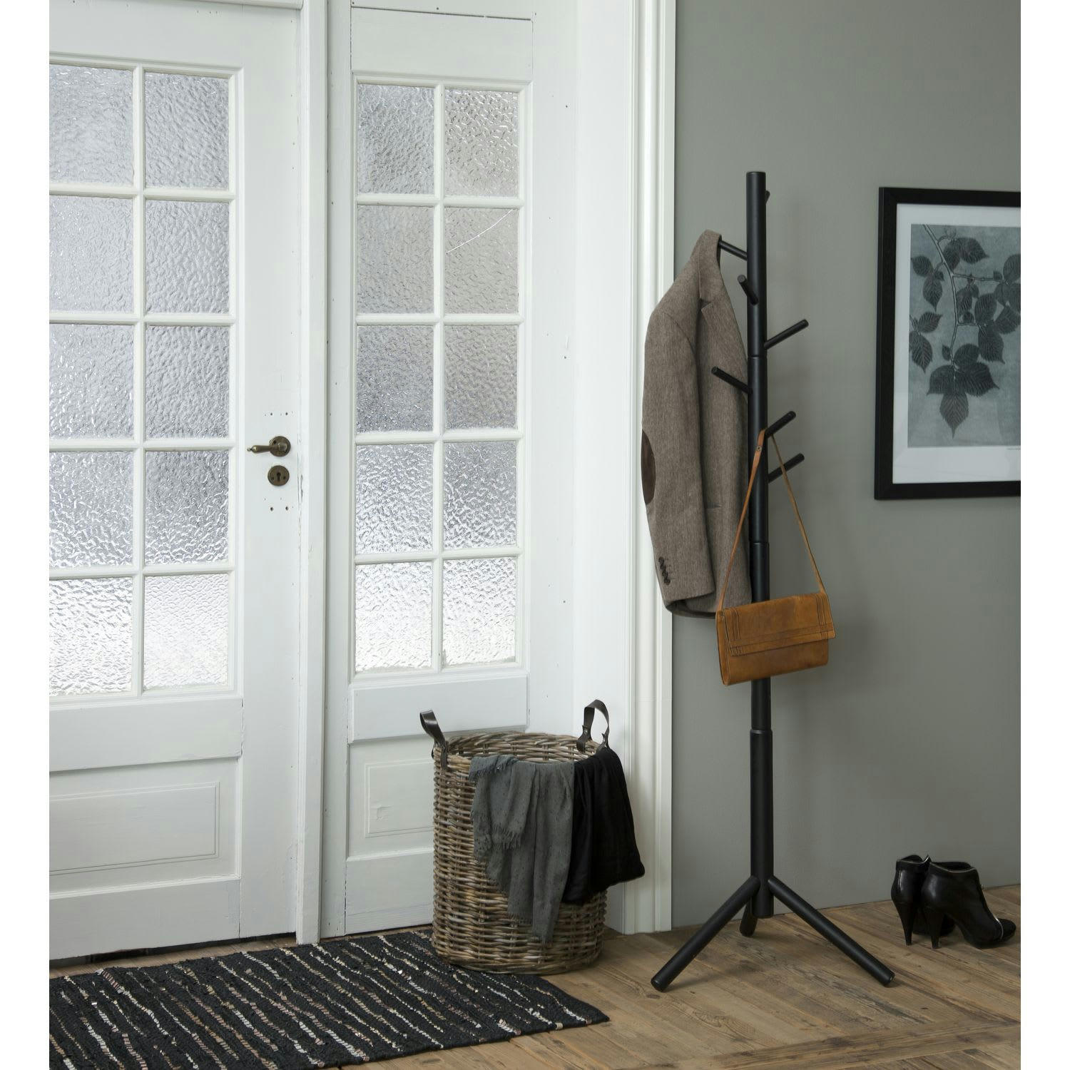 BRIMAN - Porte manteau  à 7 accroches en bois d'hévéa noir