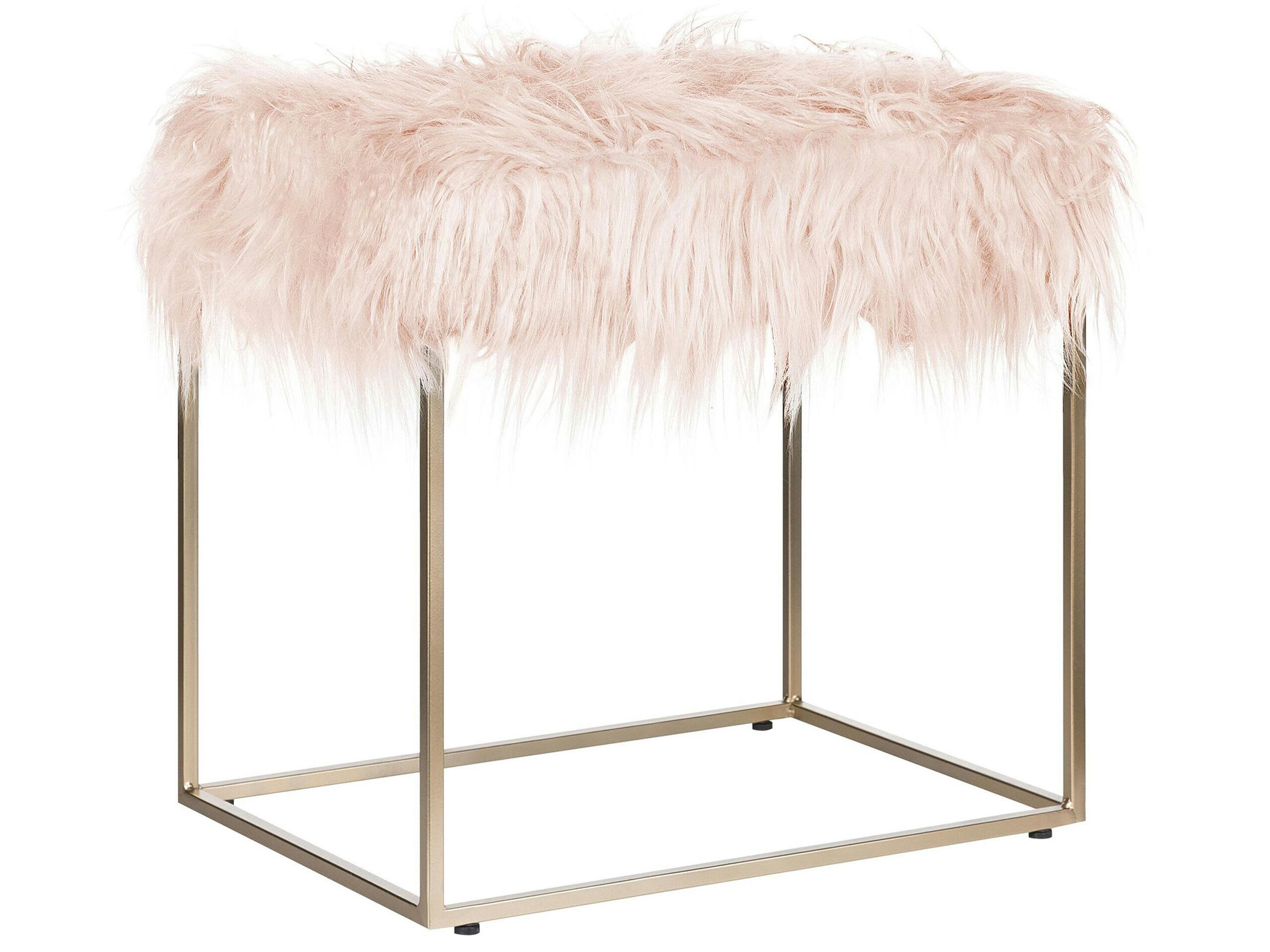 MANHATTAN - Tabouret en fausse fourrure rose