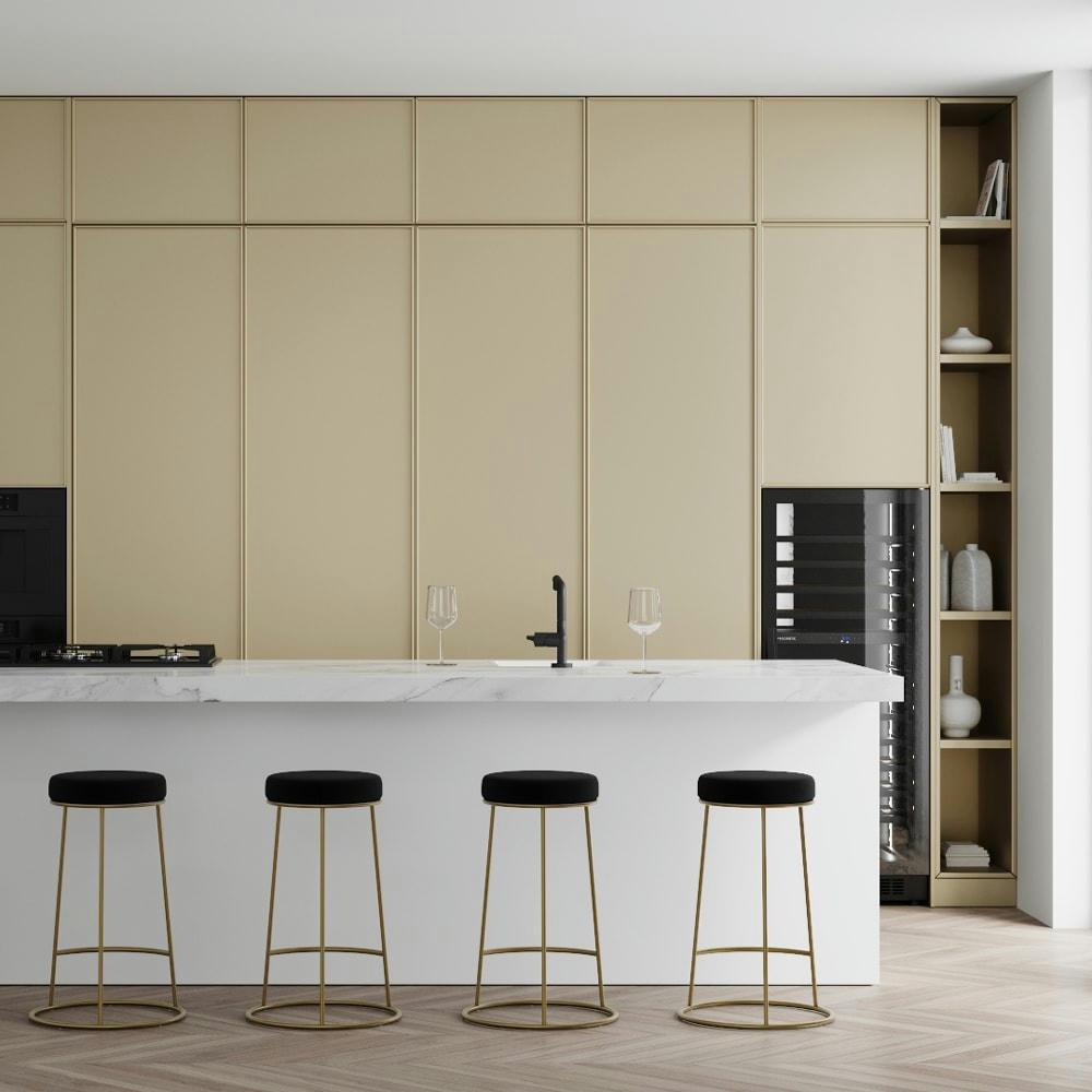 KENDAL - Tabouret de bar mi-hauteur en velours noir 63 cm (lot de 2)