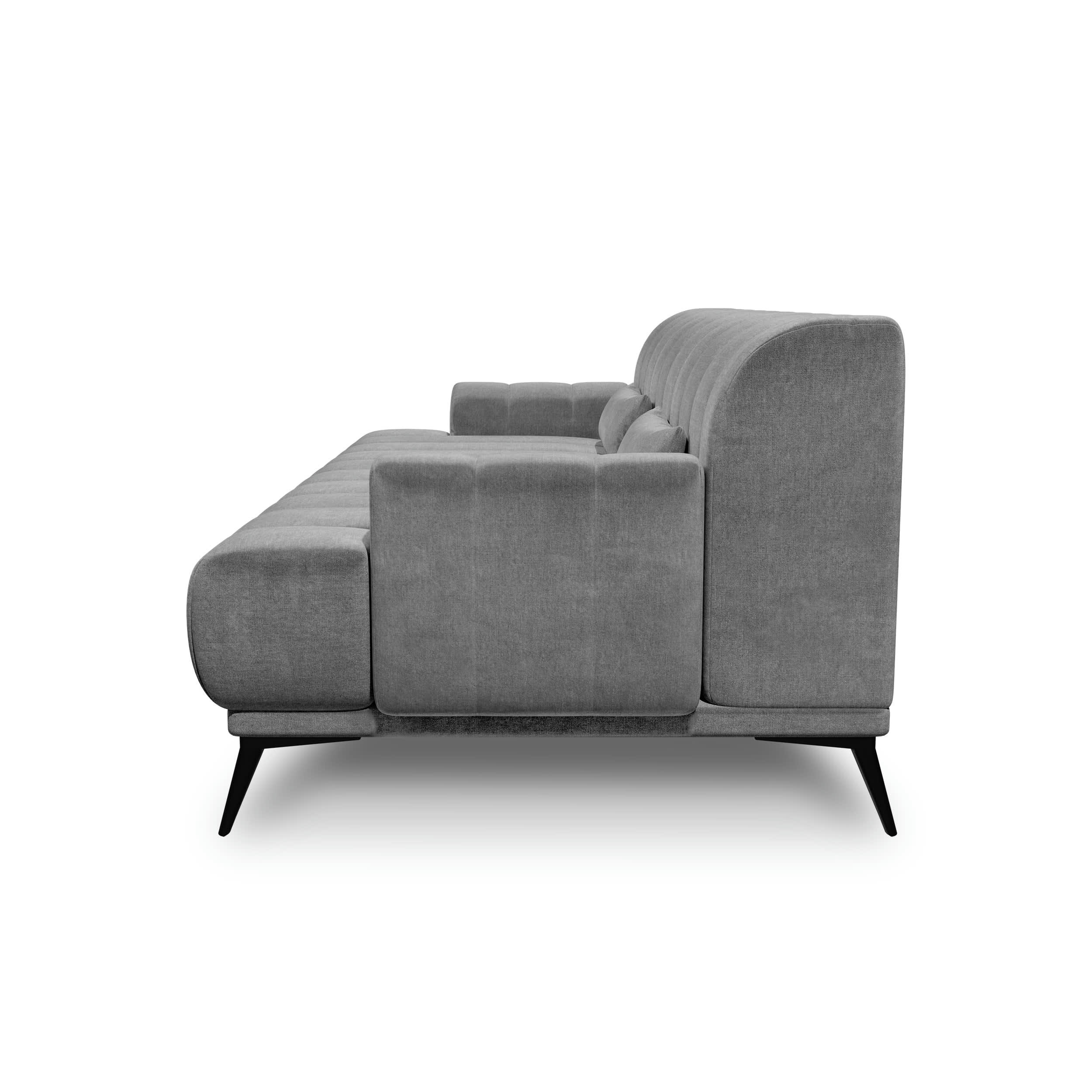 NOAH - Canapé 3 places  tissu velours gris graphite