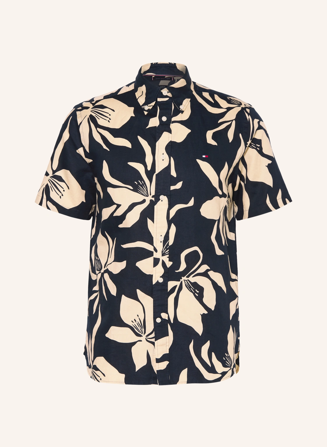TOMMY HILFIGER Kurzarm-Hemd Regular Fit mit Leinen