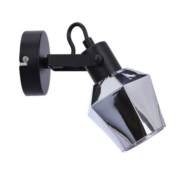 Lampa kinkiet RANDI czarny matowy 1x15w e14 klosz dymiony