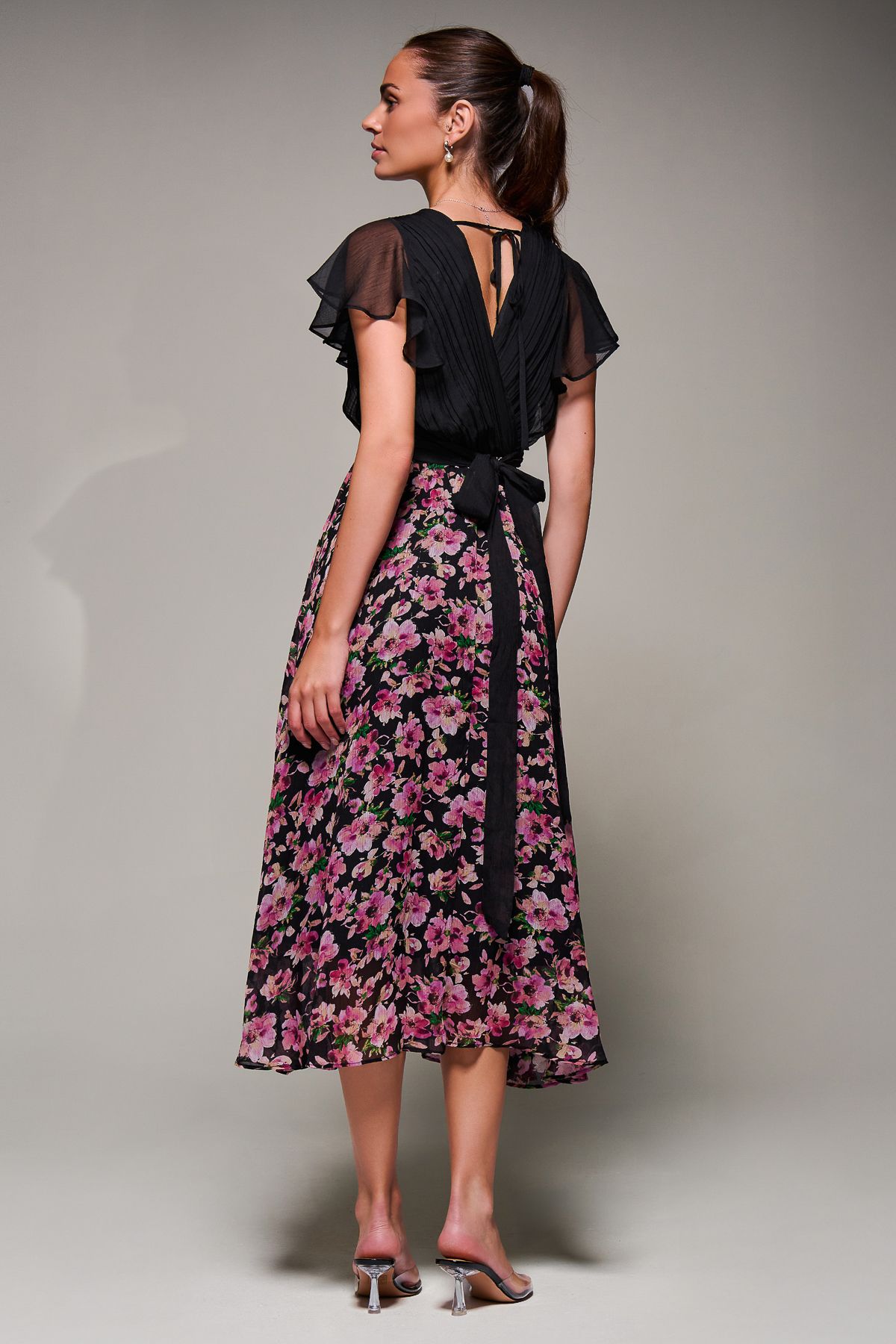 Jolie Moi Two Tone Chiffon Midi Dress