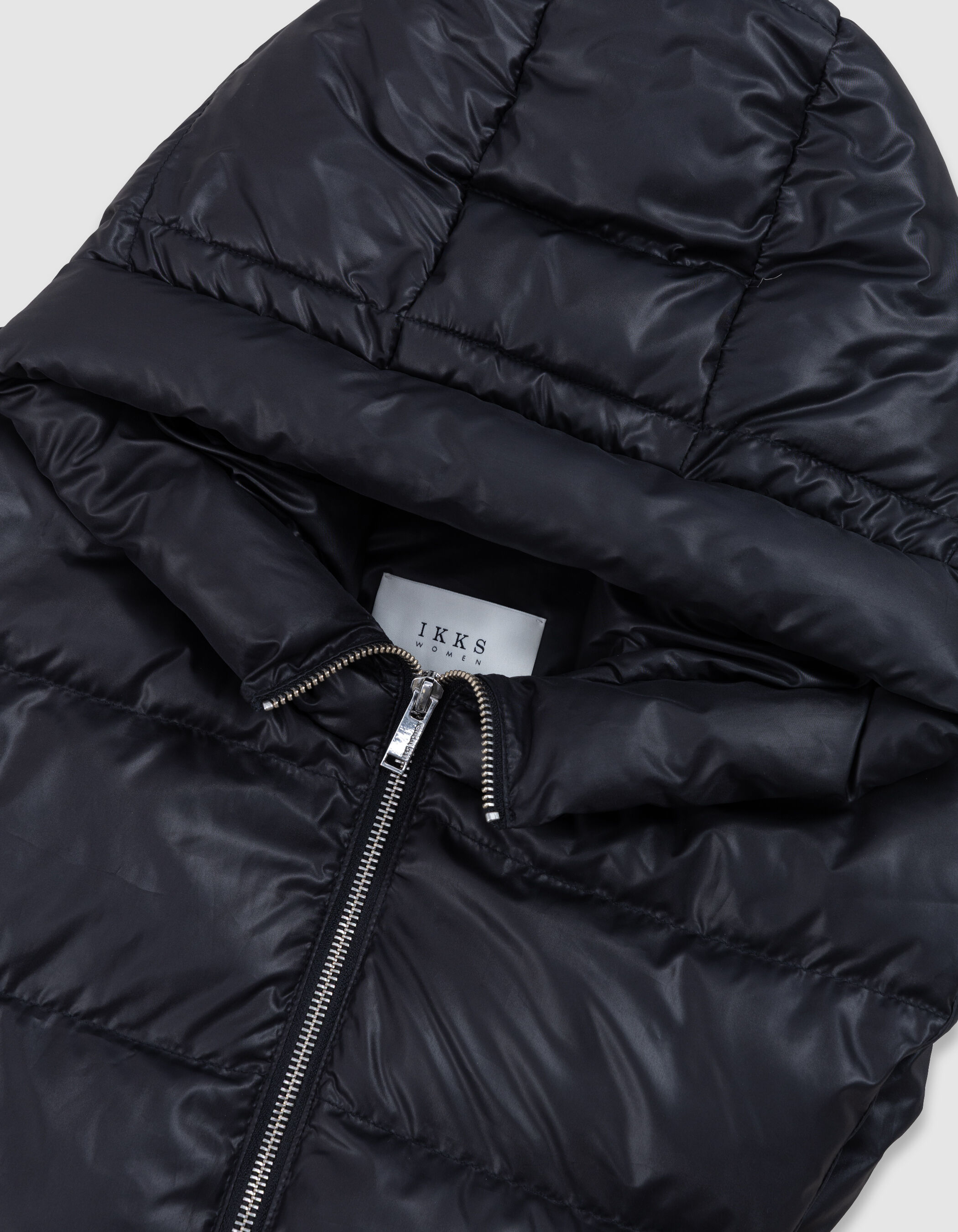 Capuche doudoune noire nylon matelassé Femme