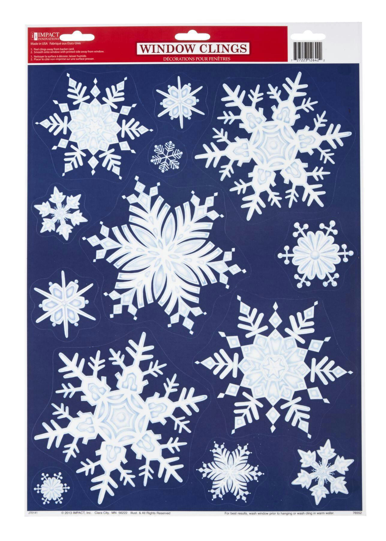 Design Group Classic Christmas Decoration Snowflake Window Clings, Assorted Style