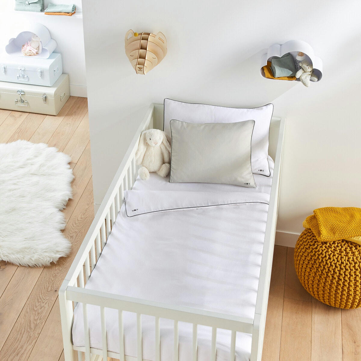 Housse de couette bébé, unie, en coton