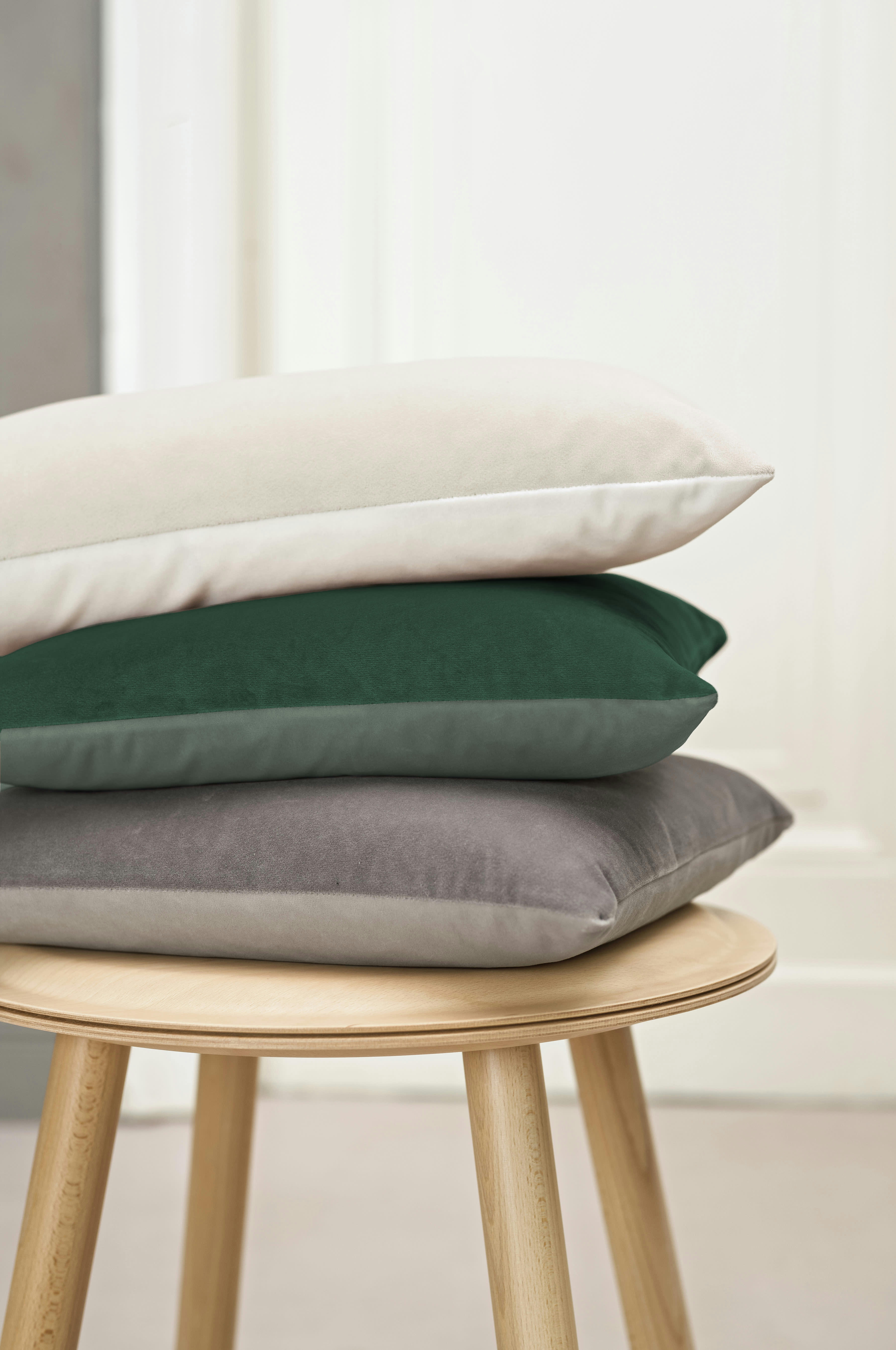 SAMT UNI - Housses de coussin velours bicolore vert sapin- Lot de 2- 30x50