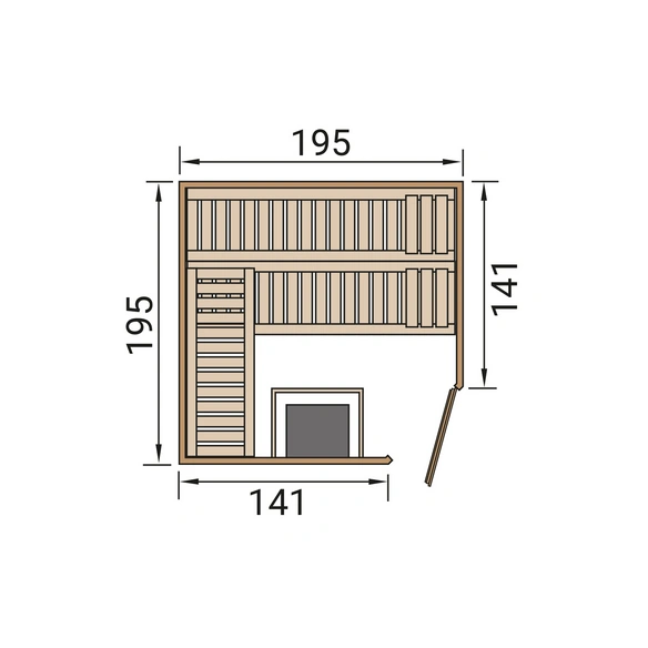 Massivholzsauna »TURKU 2«, 6 Personen, inkl. 9 kW Ofen mit externer Steuerung