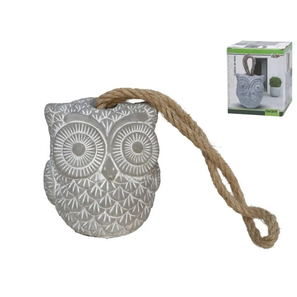 Gerimport Deurstop Uil - grijs - 13 x 13 x 15 cm - deurstopper