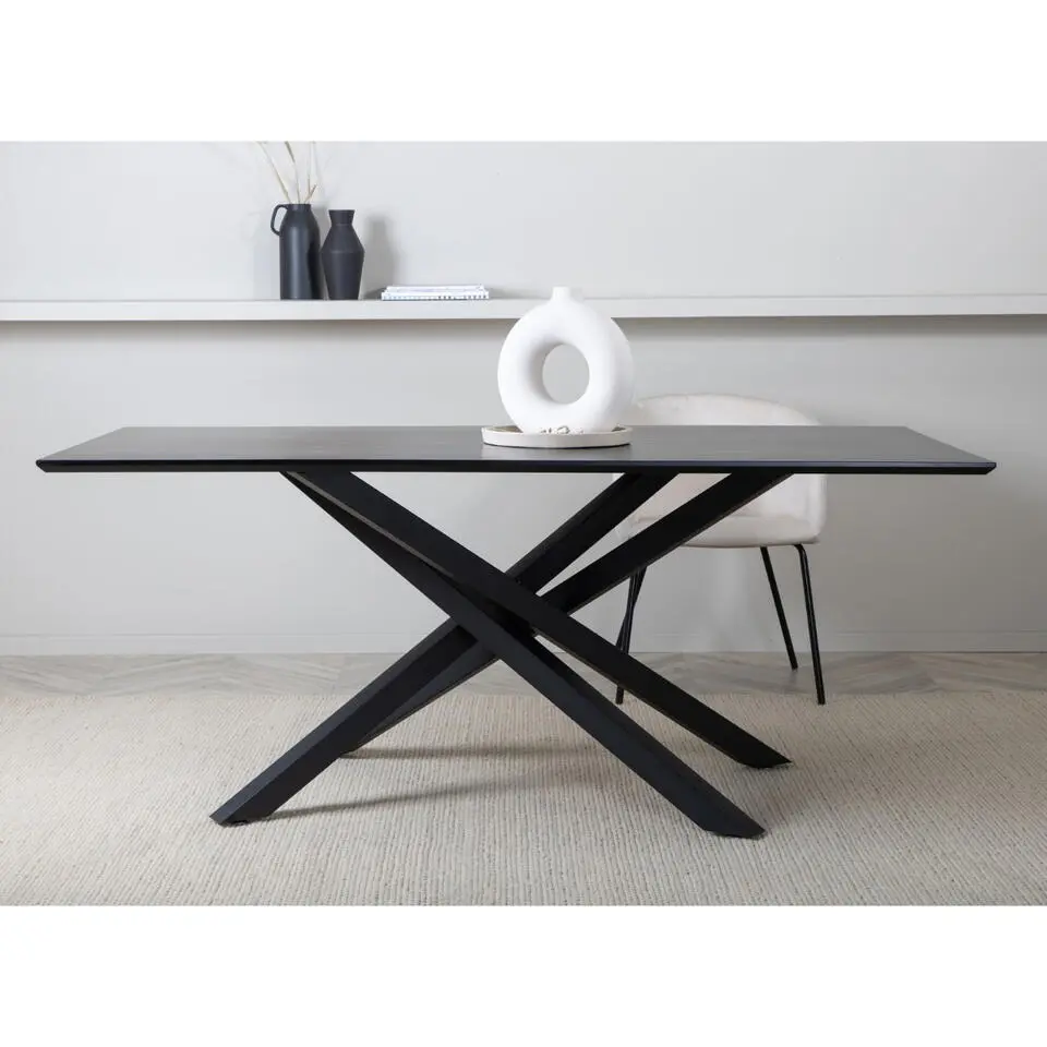 Eettafel Zwart Hout - 180x90x75cm - Piazza