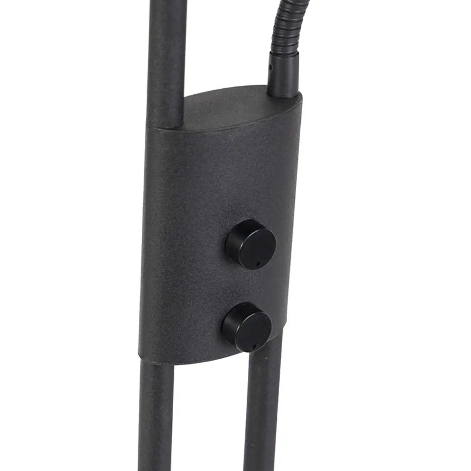 Qazqa staande lamp met leesarm jazzy zwart ge?ntegreerde led