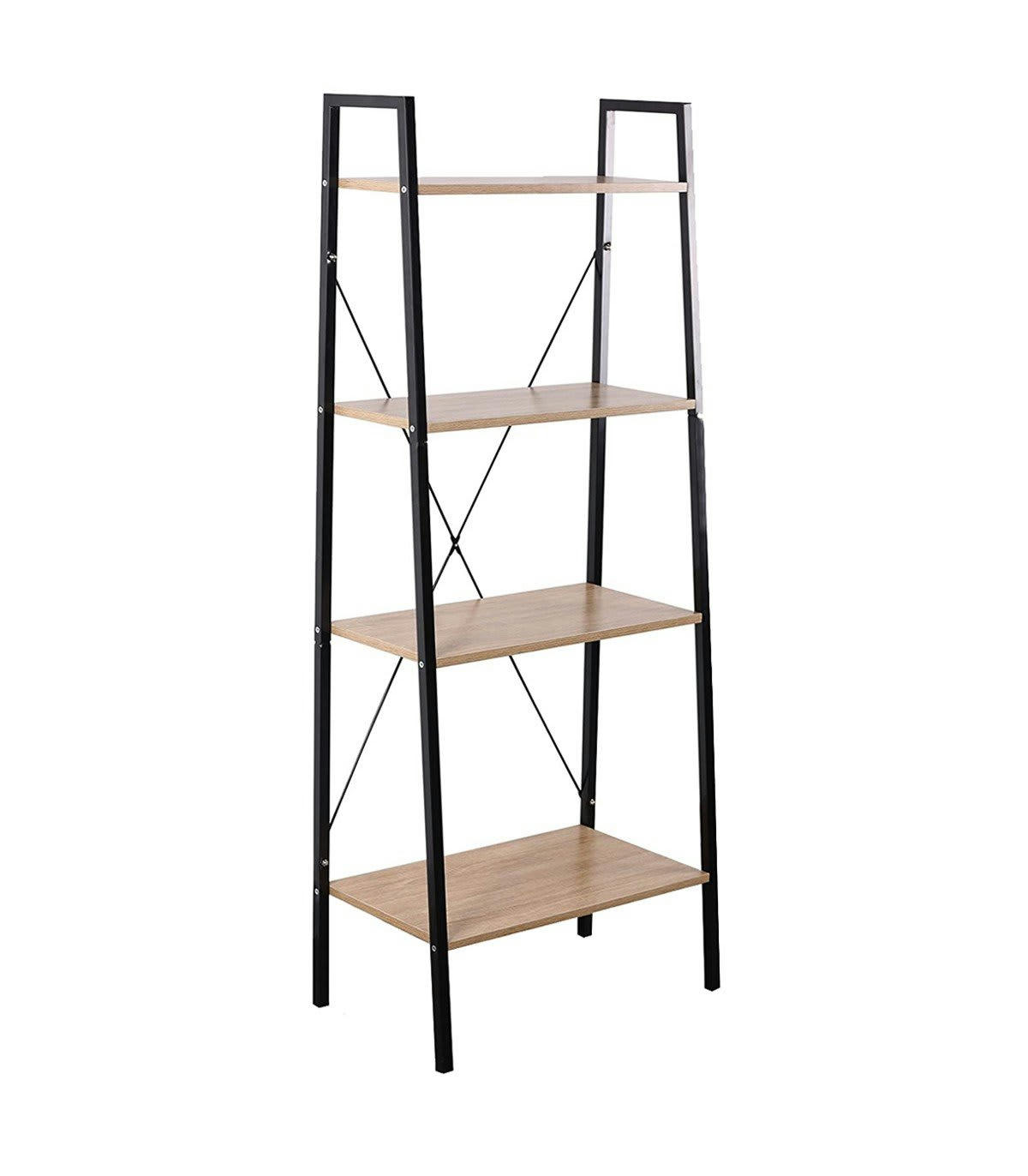 LEXIE - Etagère de rangement 4 niveaux - Marron et noir