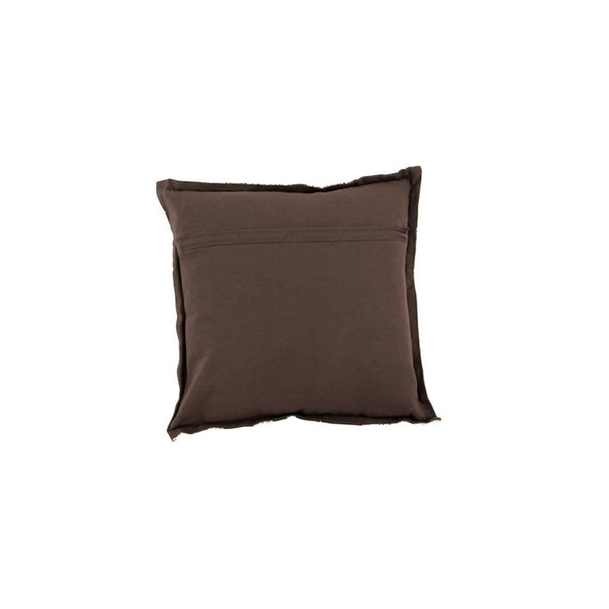 CHARME - Coussin en coton déhoussable imprimé fleurs et feuilles marron 38x38