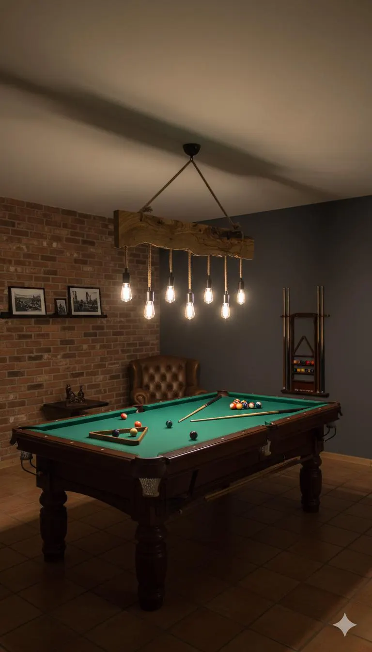 Olive Wood Rustic Light Fixture, Farmhouse Wooden Live Edge Chandelier For Dinign Room, Unique Ceiling Light For Dining Table and Kitchen