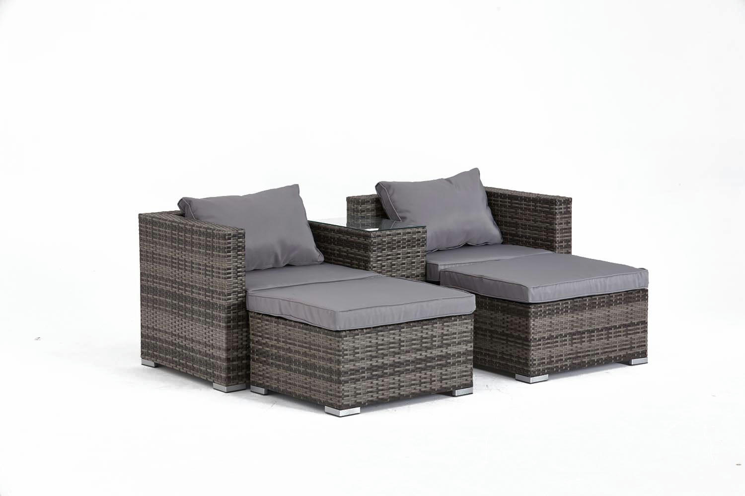 MOANA - Salon de jardin 4 places en résine tressée gris